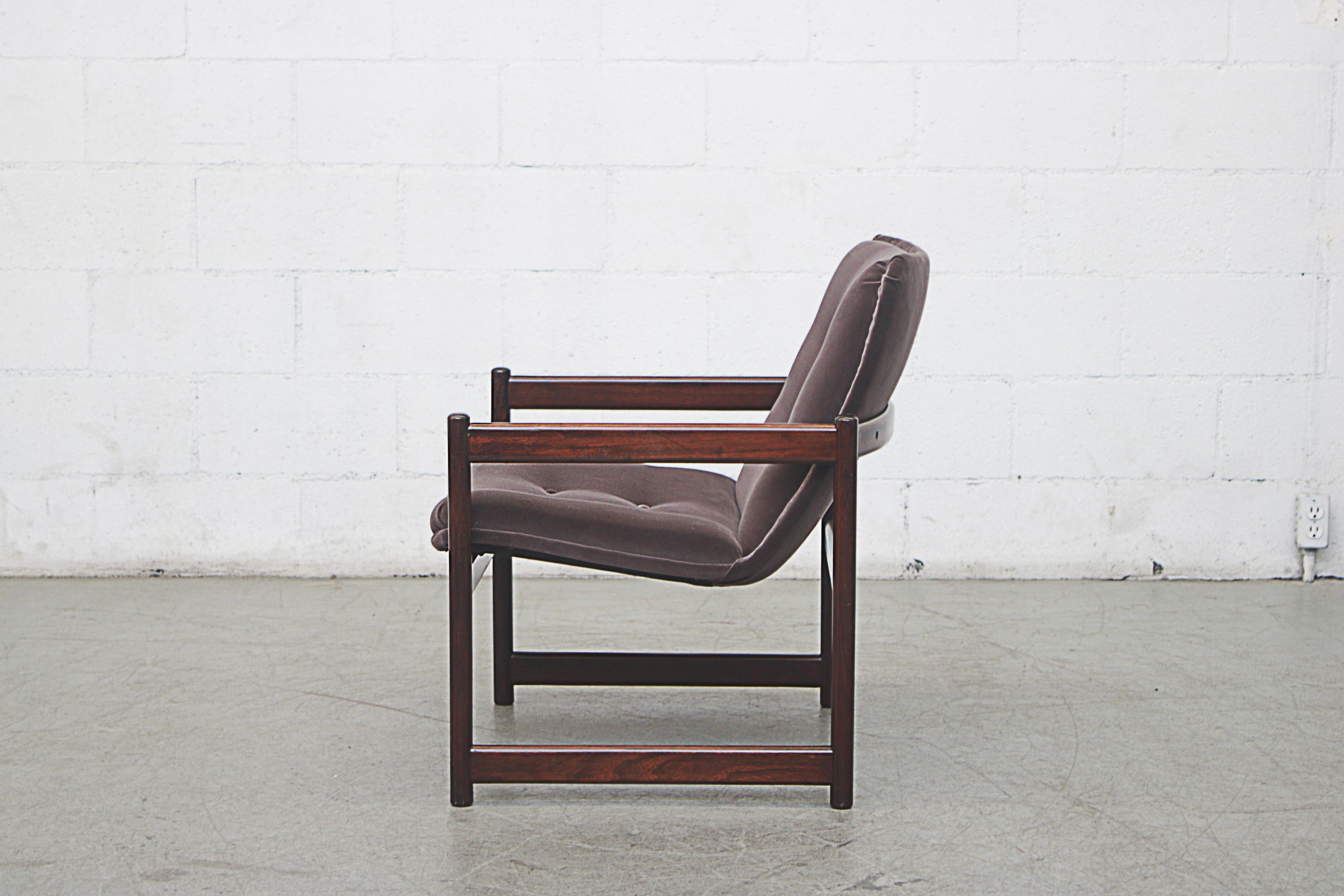 Dutch Artifort Lounge Chair with Mahogany Cube Frame