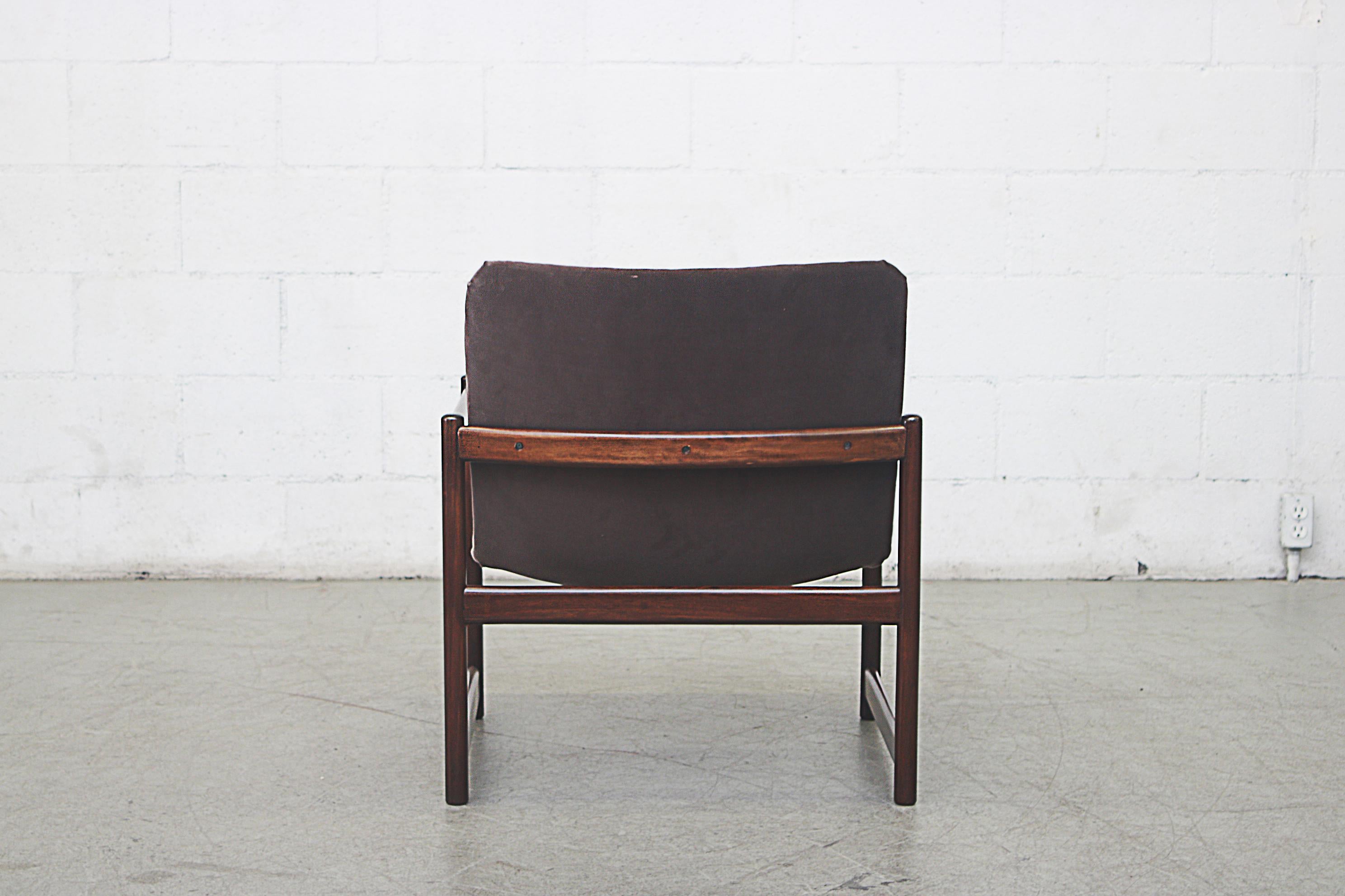 Late 20th Century Artifort Lounge Chair with Mahogany Cube Frame