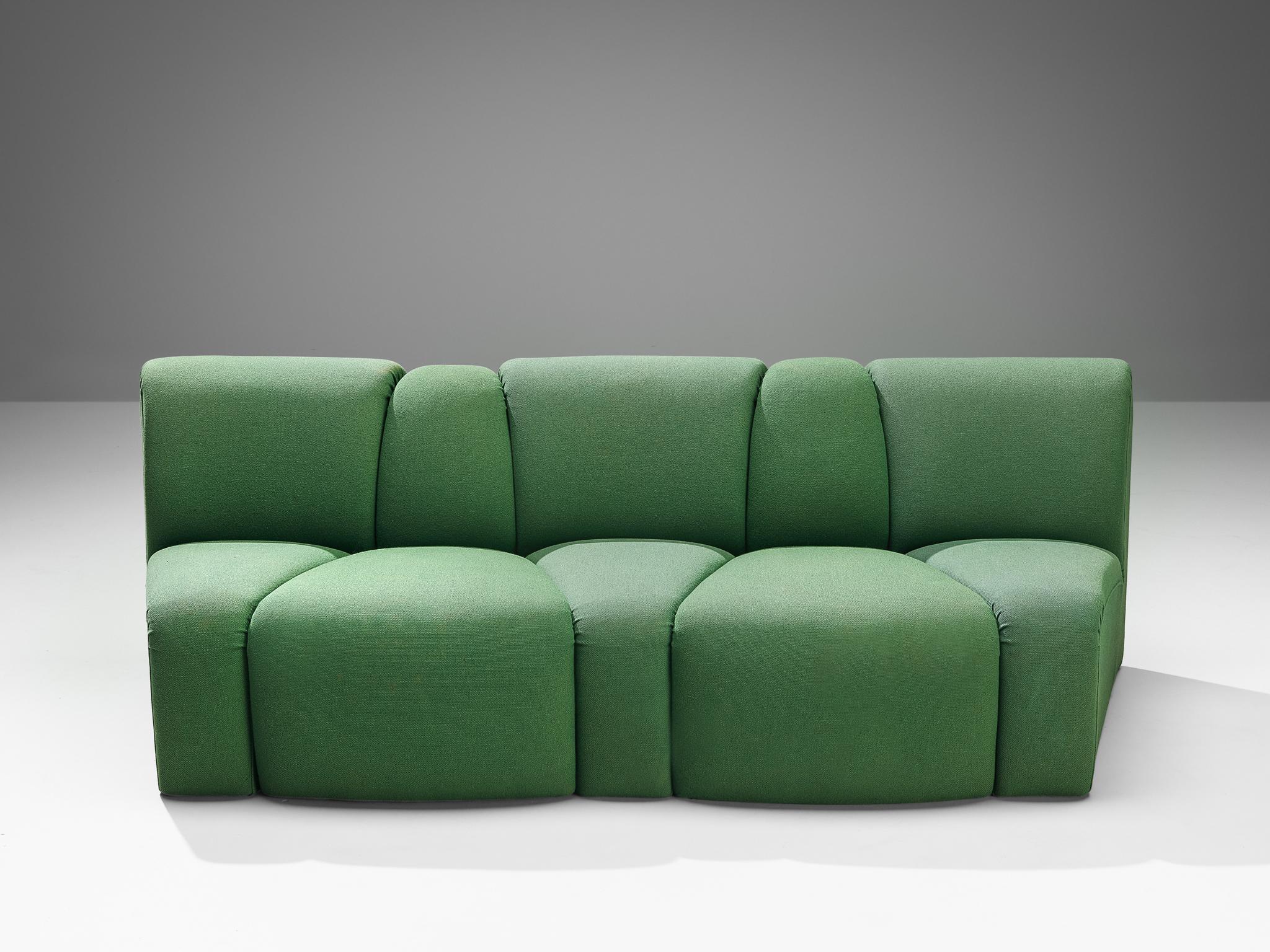 Dutch Artifort 'Mississippi' Organic Sectional Sofa in Green Fabric