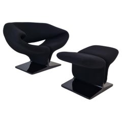 Artifort Ribbon Chair and Ottoman by Pierre Paulin for Artifort, 1980s