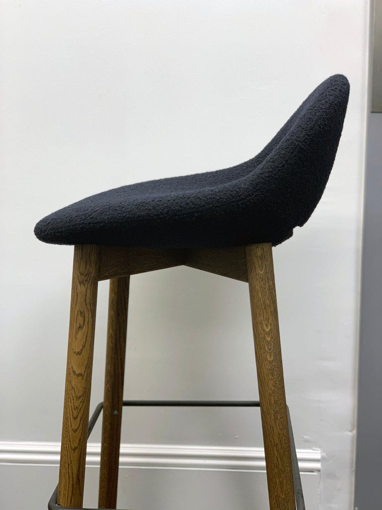 Artifort Set of Three Black Beso Barstools with Wood Legs by Khodi Feiz
