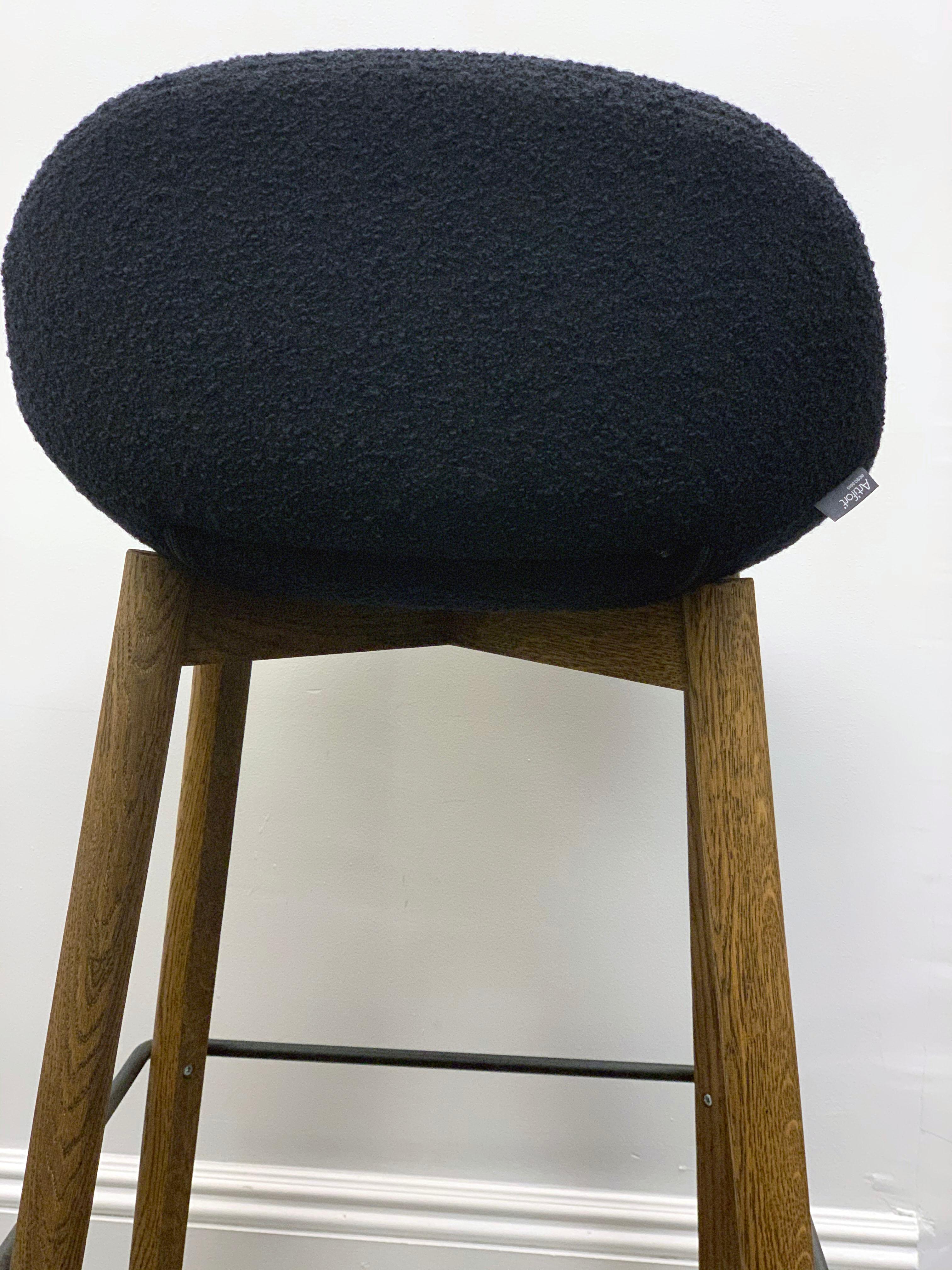 Contemporary Artifort Set of Three Black Beso Barstools with Wood Legs by Khodi Feiz For Sale