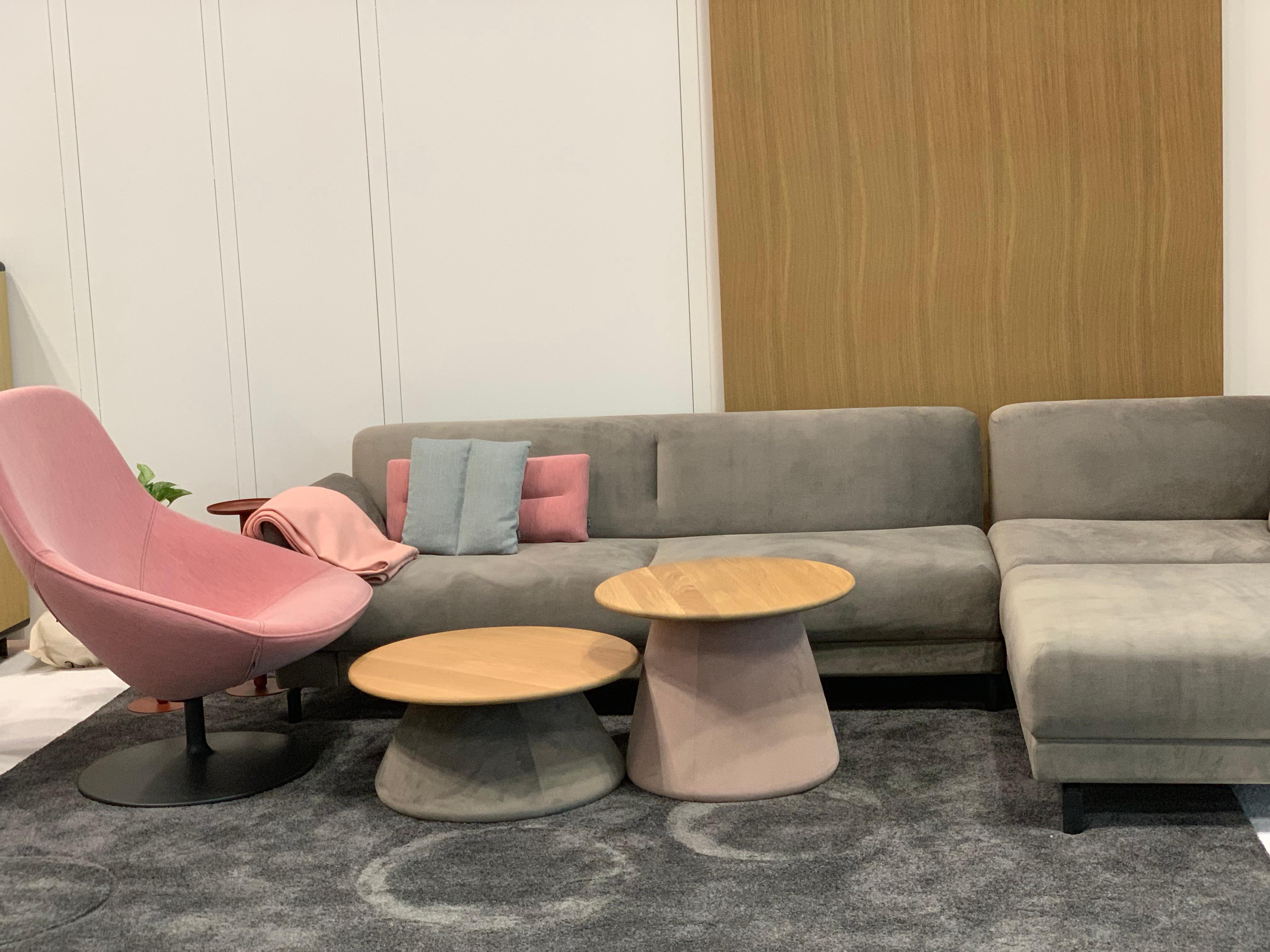 Terp table is a gentle landscape of upholstered tables and pouffes by designers Mike & Maaike. The little tables and pouffes add color and fun to a house or office like no other. Friendly soft surfaces provide functionality and calm. The design is