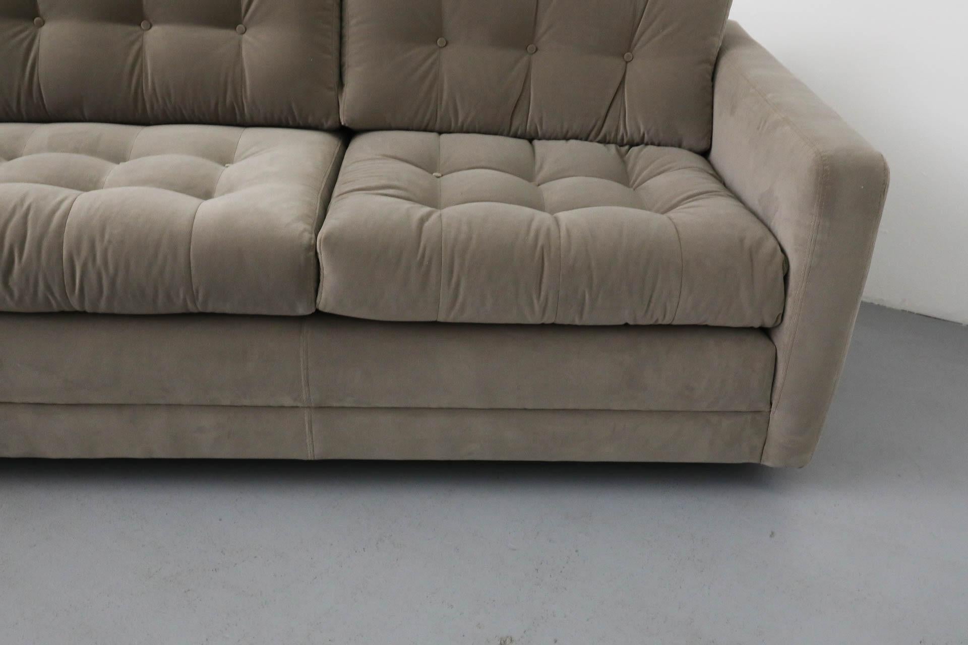 Artifort Three Seat Tufted Sofa Newly Reupholstered in Taupe Knoll Textile 3