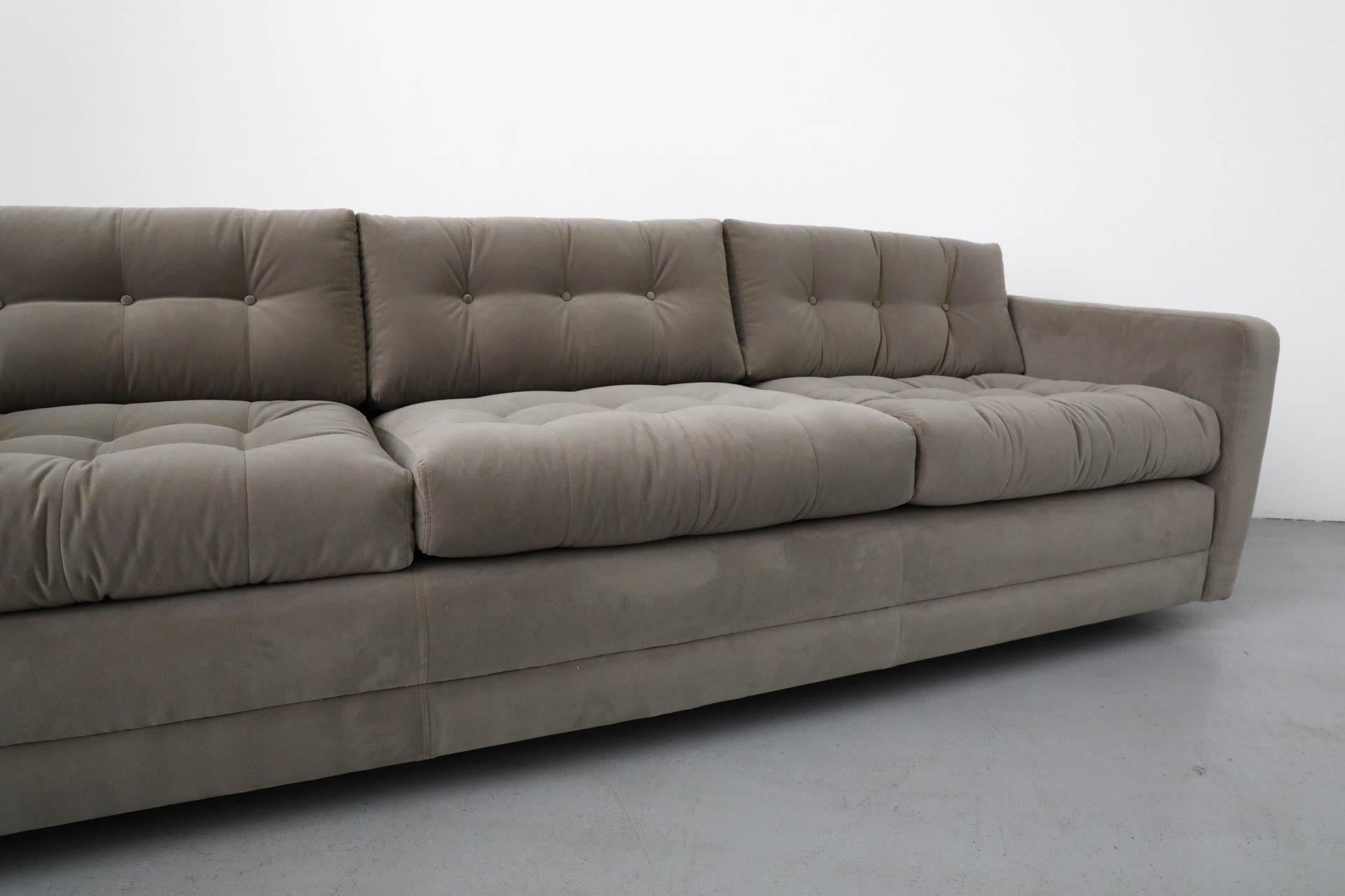 Artifort Three Seat Tufted Sofa Newly Reupholstered in Taupe Knoll Textile 4