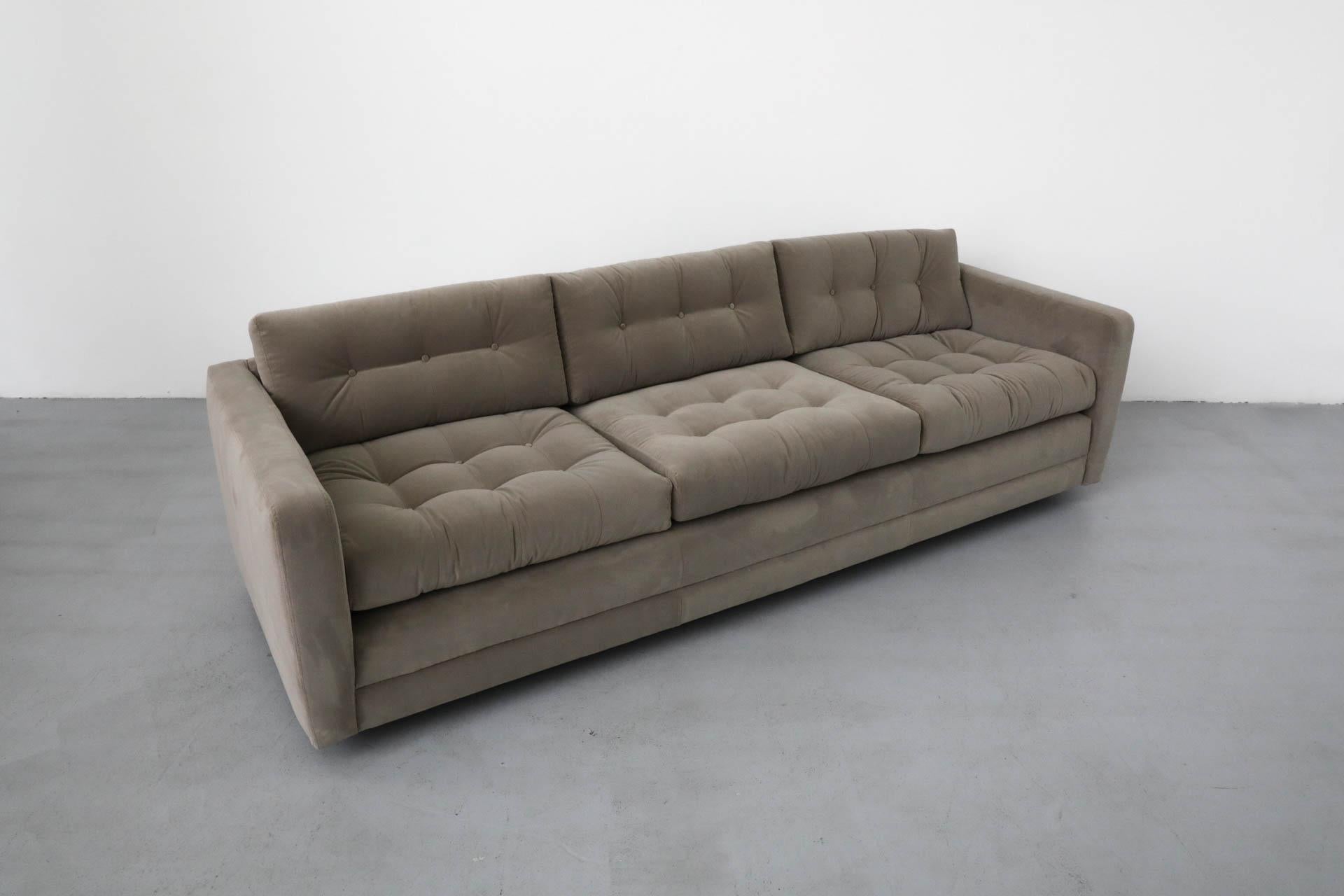 Upholstery Artifort Three Seat Tufted Sofa Newly Reupholstered in Taupe Knoll Textile