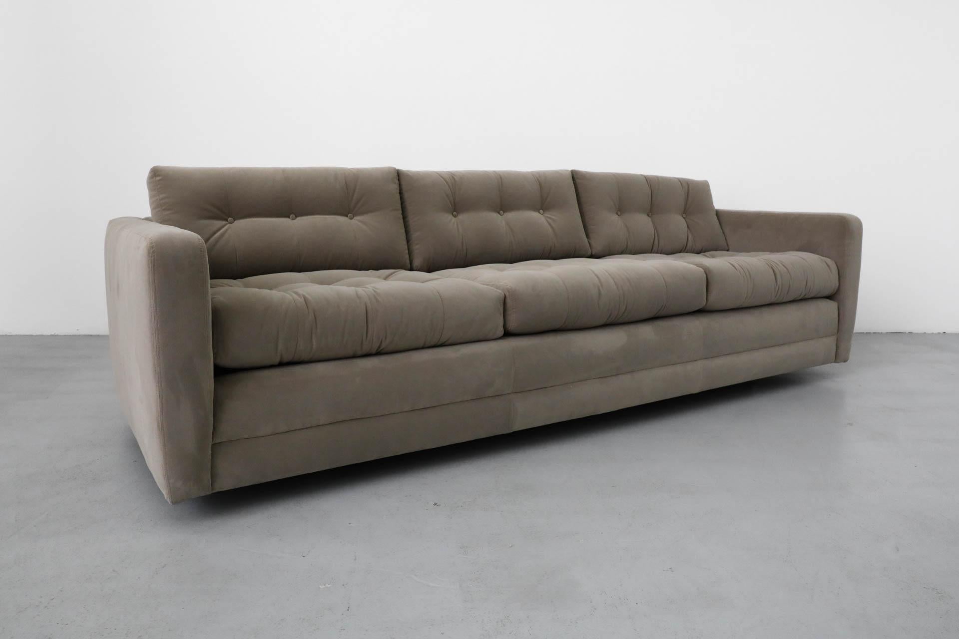 Artifort Three Seat Tufted Sofa Newly Reupholstered in Taupe Knoll Textile 1