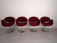 Artifort Tulip Chairs by Pierre Paulin, Set of Four in Burgundy Wool Fabric