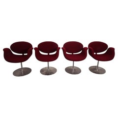 Artifort Tulip Chairs by Pierre Paulin, Set of Four in Burgundy Wool Fabric