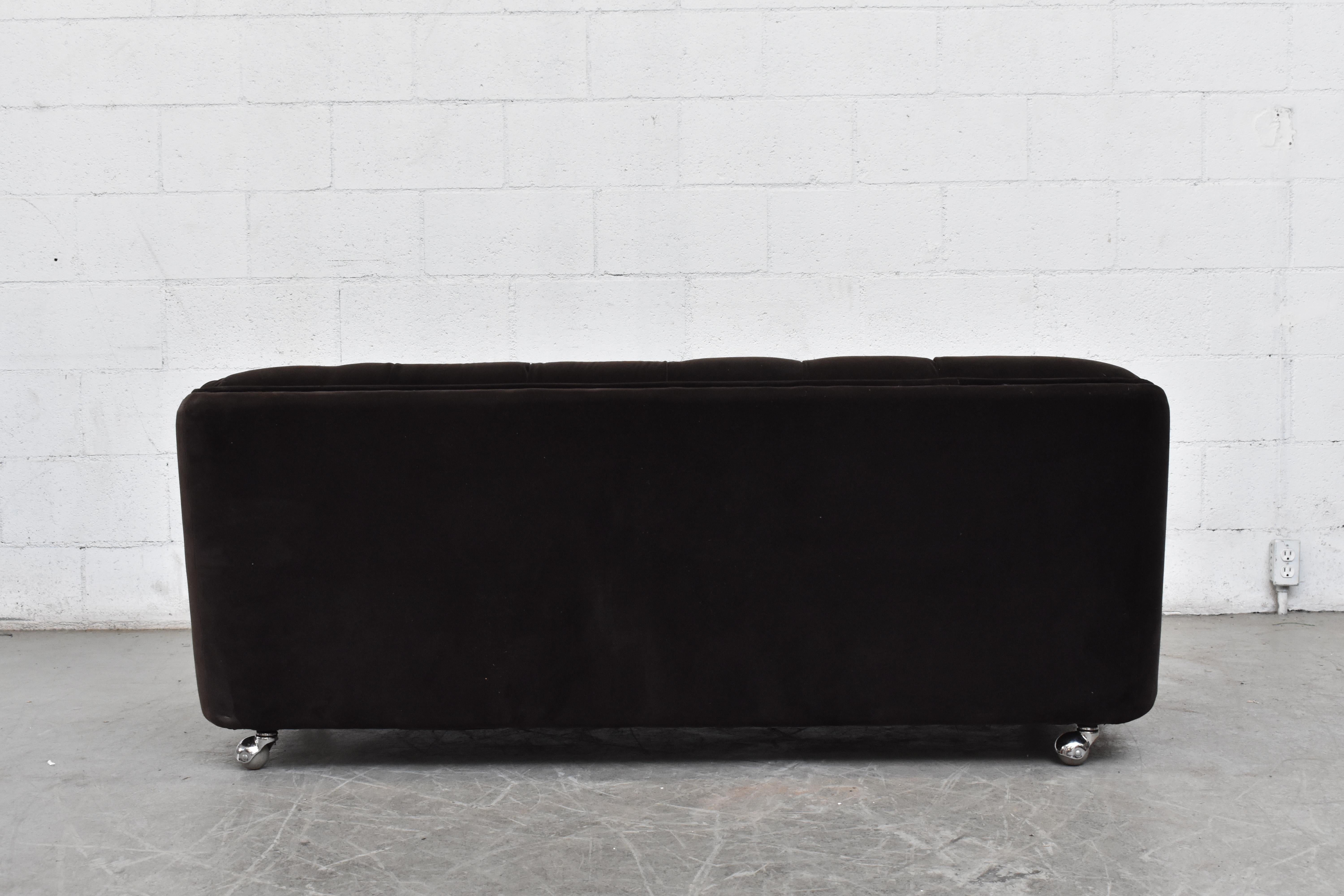 Mid-20th Century Artifort Velvet Tufted Loveseat by Geoffrey Harcourt