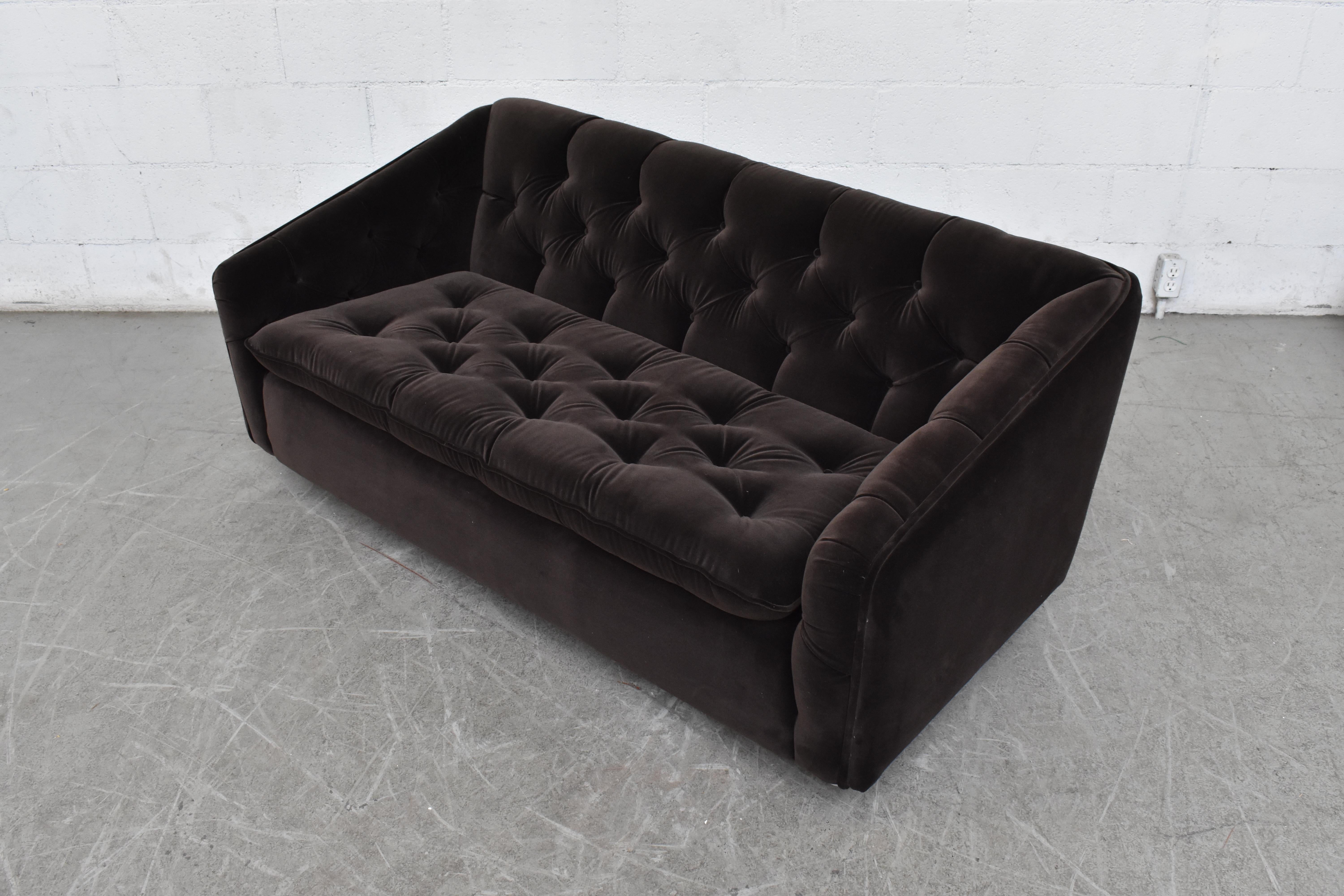 Artifort Velvet Tufted Loveseat by Geoffrey Harcourt 1