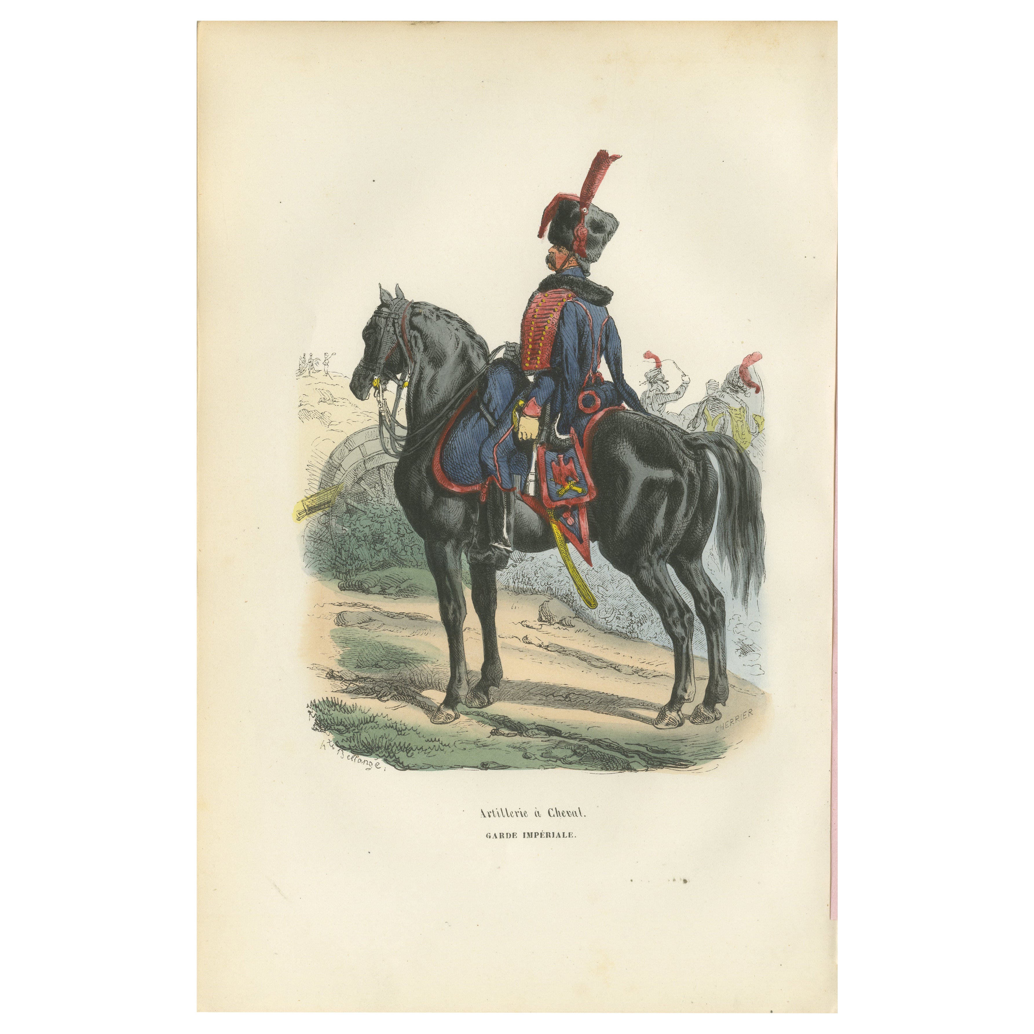 Artillerie à Cheval, Imperial Guard Cavalry, Napoleonic Military Print 1843
