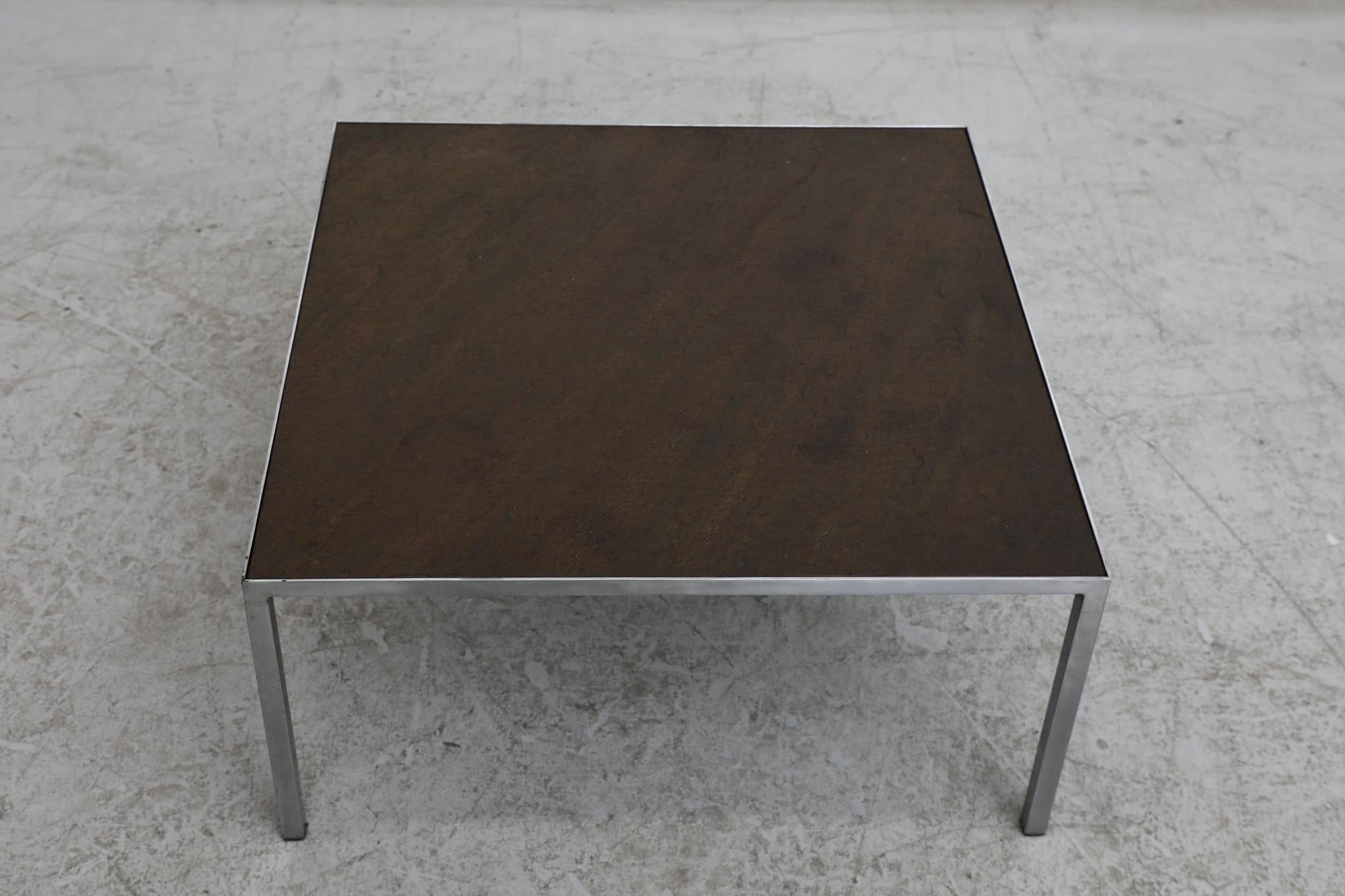 Artimeta Coffee Table with Bronzed Stone Top In Good Condition For Sale In Los Angeles, CA