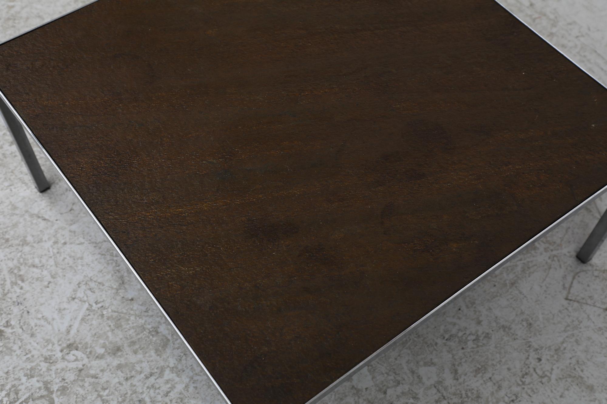 Métal Table basse Artimeta avec plateau en pierre bronzée en vente