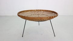 "Artimeta" Rattan Magazine Basket Stand for Metz& Co, 1950s Netherlands