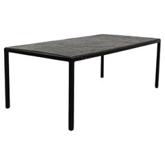 Retro Artimeta Rectangle Coffee Table with Stone Top & Black Enameled Frame