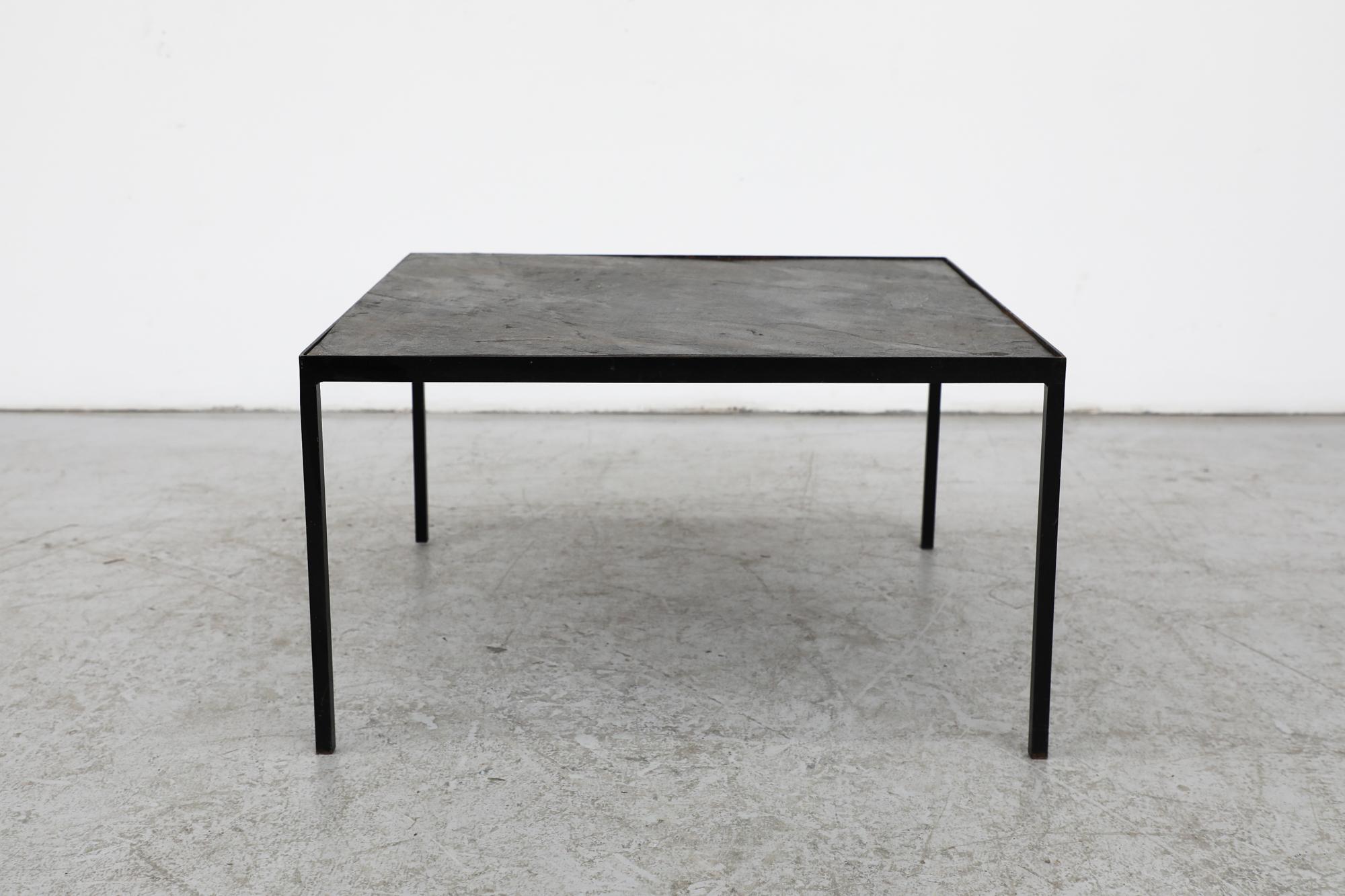 1960s Artimeta Stone Top Coffee Table with Black Enameled Base For Sale 7