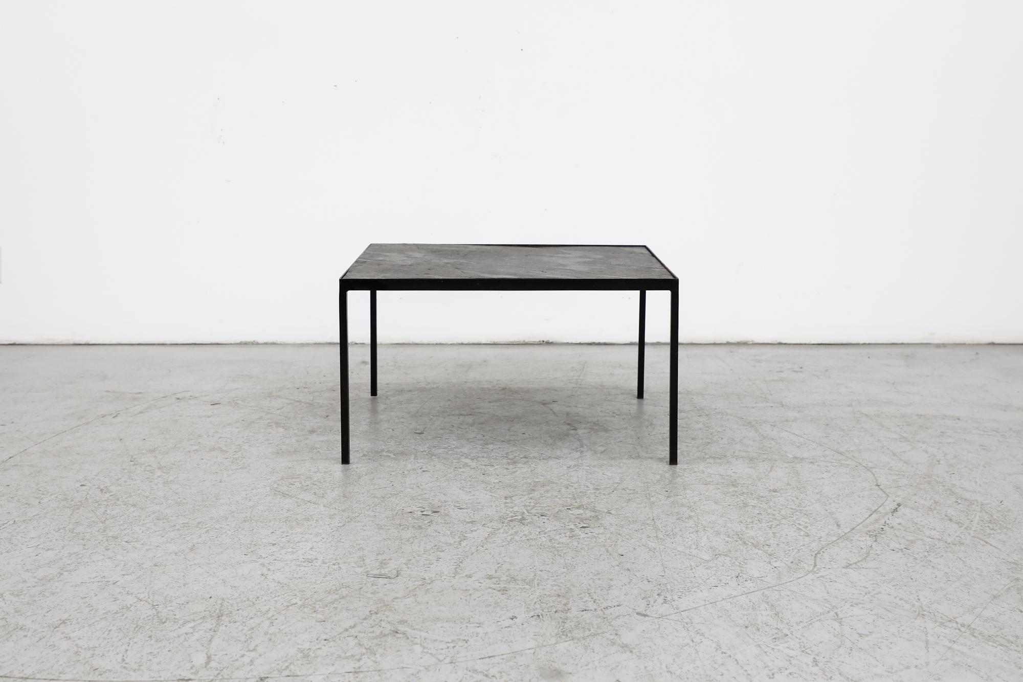 Dutch Artimeta Stone Top Coffee Table with Black Enameled Base For Sale