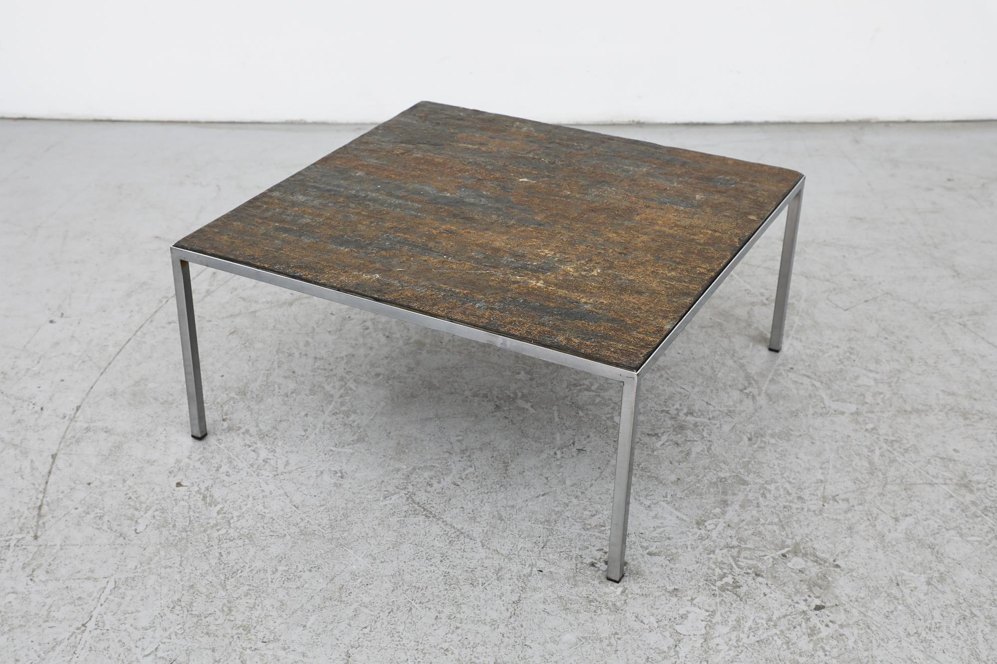 Dutch Artimeta Style Coffee Table with Stone Top For Sale