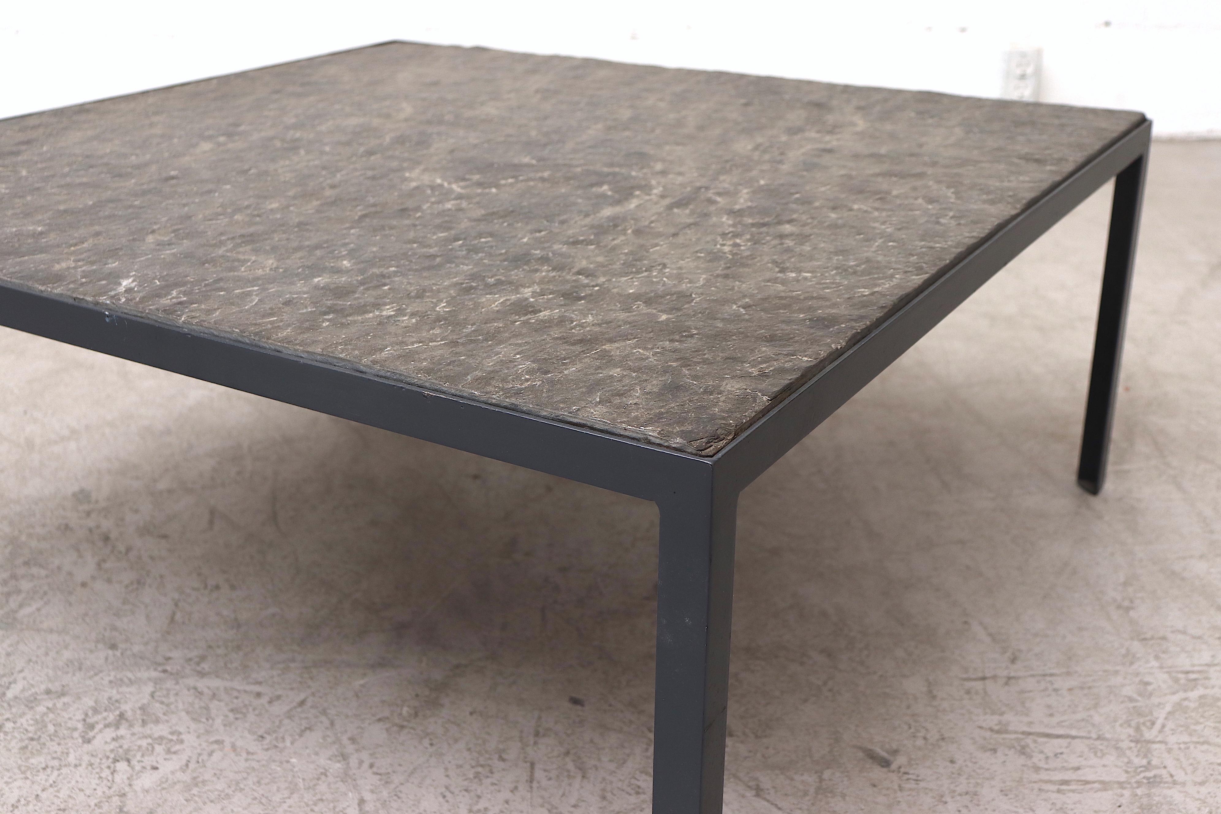 Dutch Artimeta Style Sleek Square Stone Coffee Table