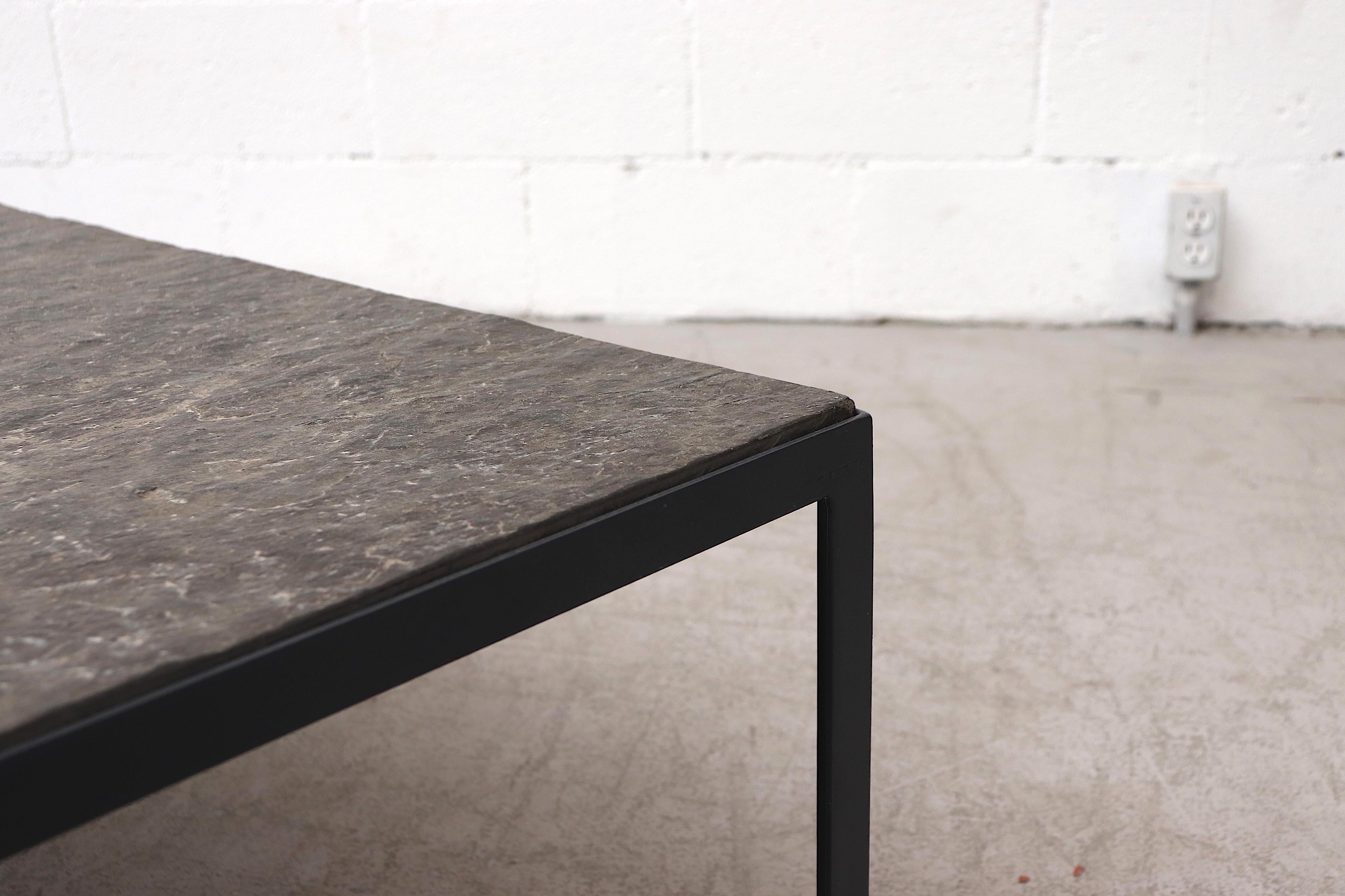 Enameled Artimeta Style Sleek Square Stone Coffee Table