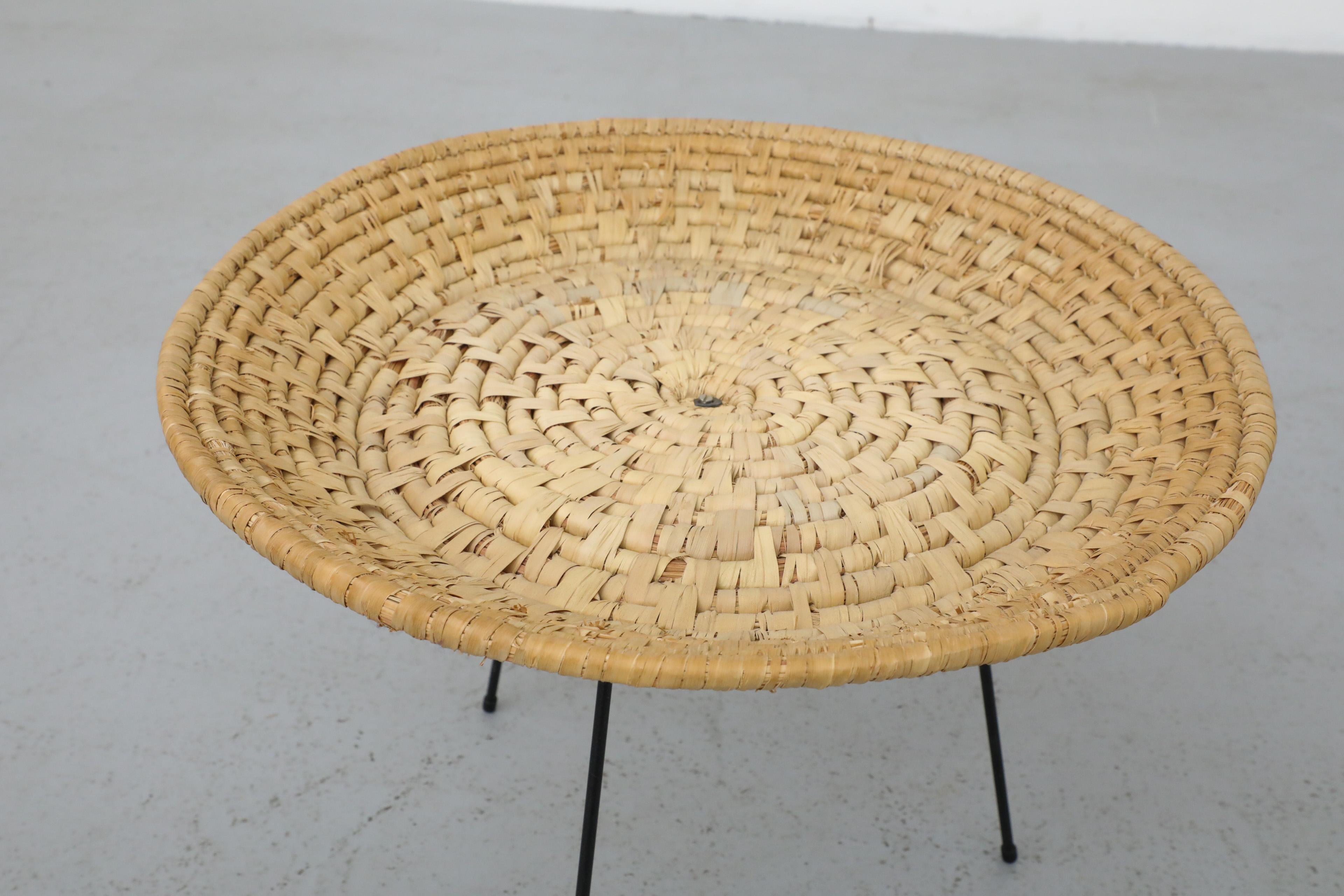 Artimeta Woven Seagrass Standing Shallow Catch-All Basket with Black Metal Legs 3