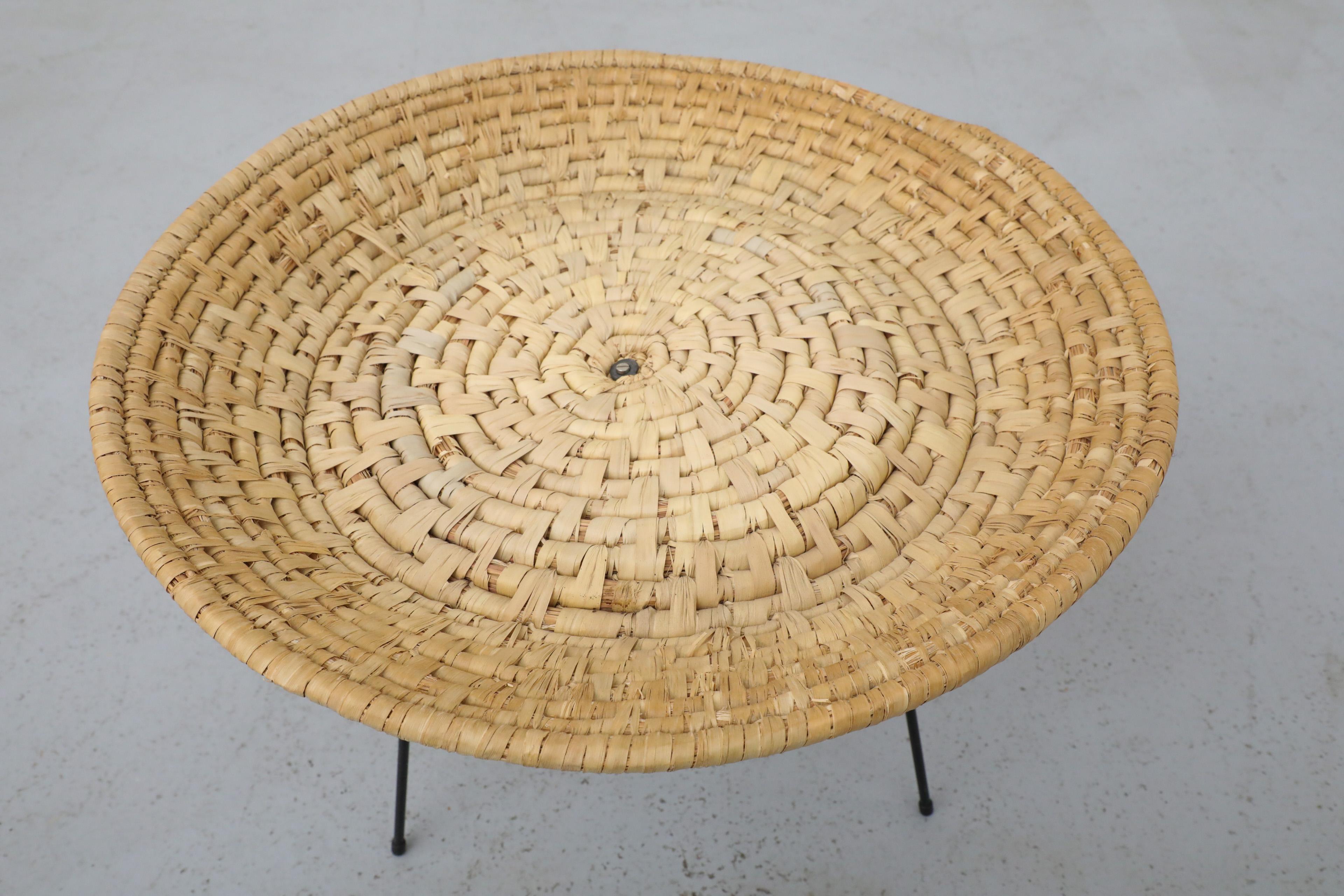 Artimeta Woven Seagrass Standing Shallow Catch-All Basket with Black Metal Legs 5