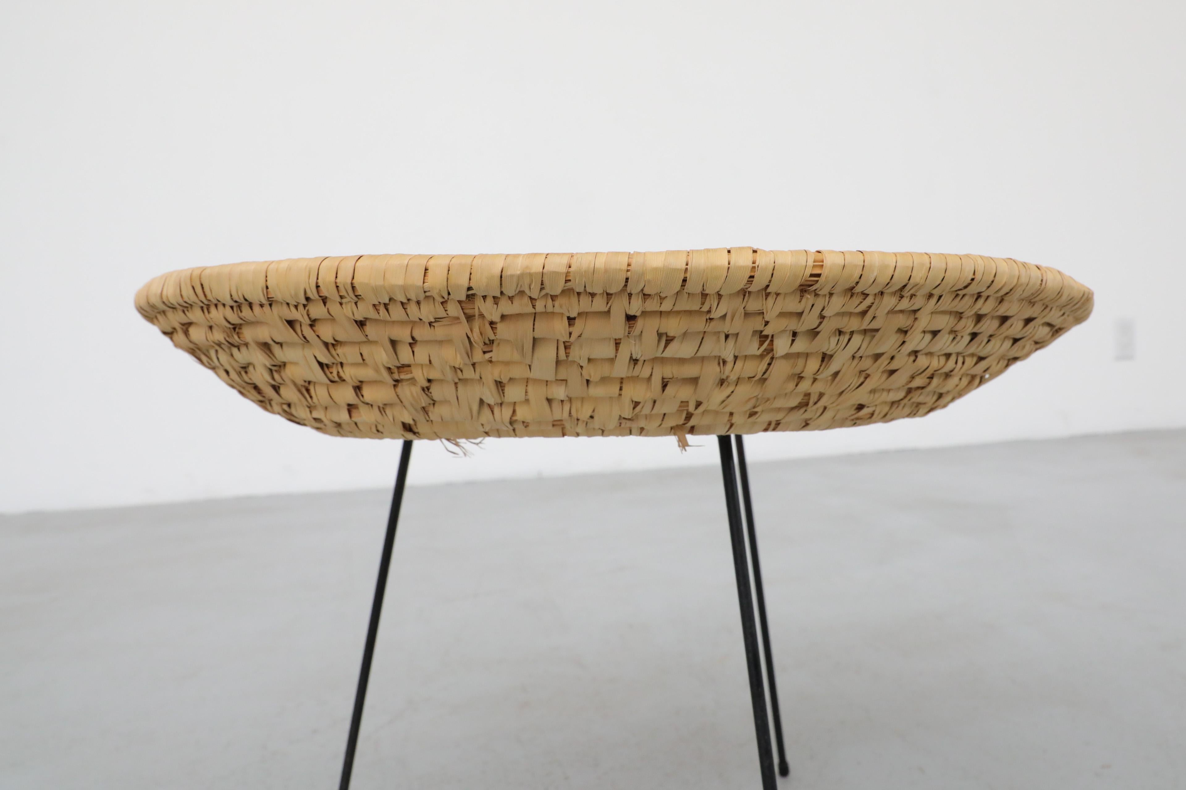 Artimeta Woven Seagrass Standing Shallow Catch-All Basket with Black Metal Legs 7