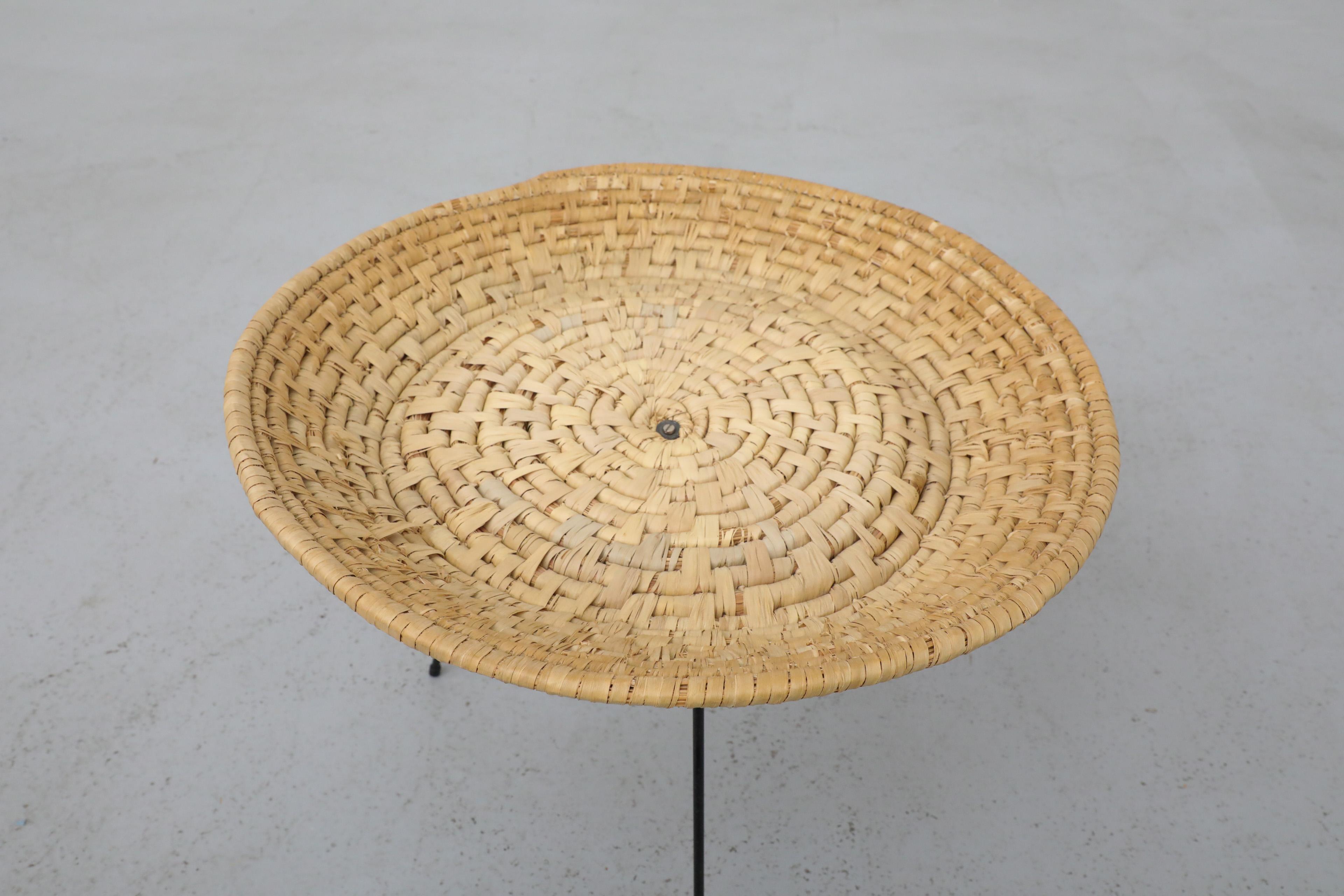 Artimeta Woven Seagrass Standing Shallow Catch-All Basket with Black Metal Legs 9