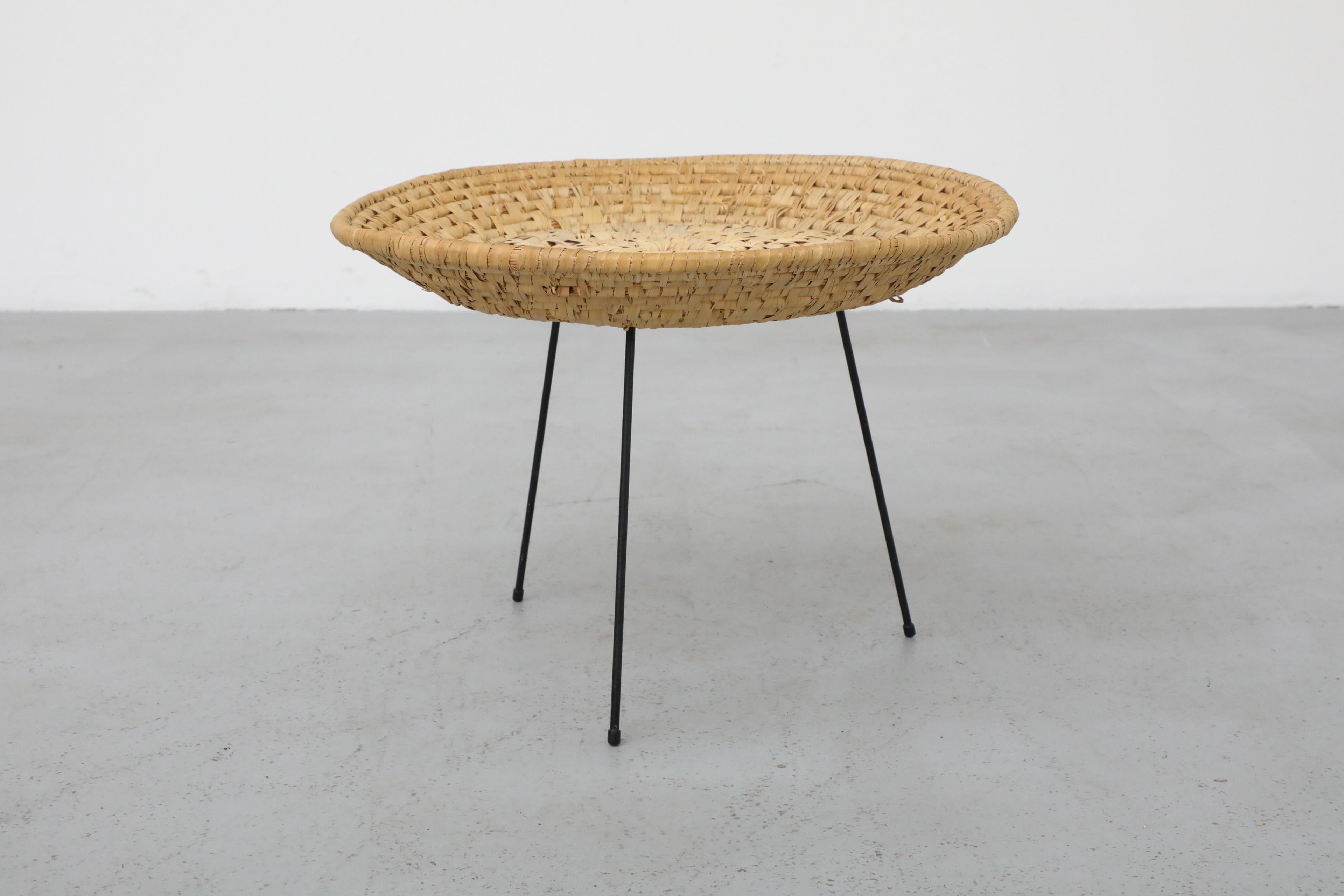 Artimeta Woven Seagrass Standing Shallow Catch-All Basket with Black Metal Legs 1