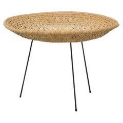 Artimeta Woven Seagrass Standing Shallow Catch-All Basket with Black Metal Legs