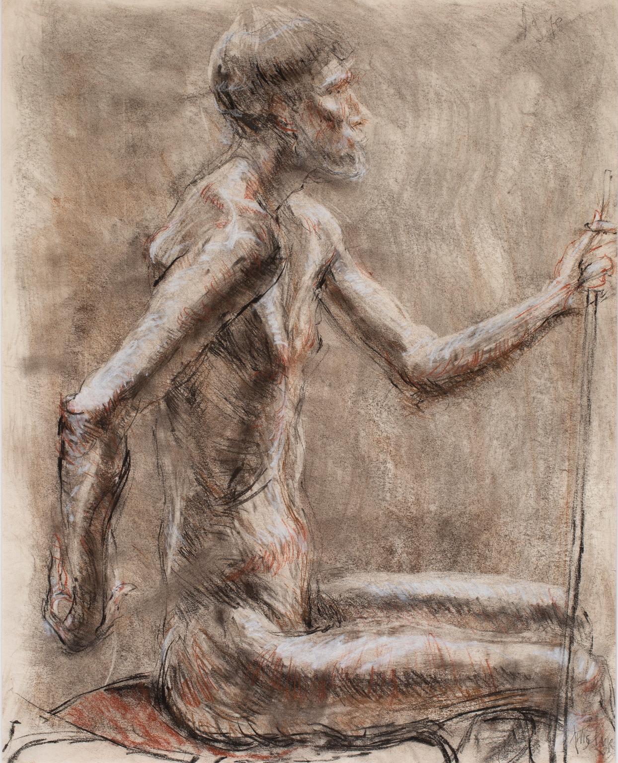 This mixed media on paper from the seminal artist Artis Lane is one of the many model pictures from her long and illustrious career. The subject is an older man, whom is called 