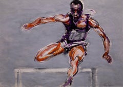 "Jesse Owens - Medaglia di salto in lungo", tecnica mista su carta