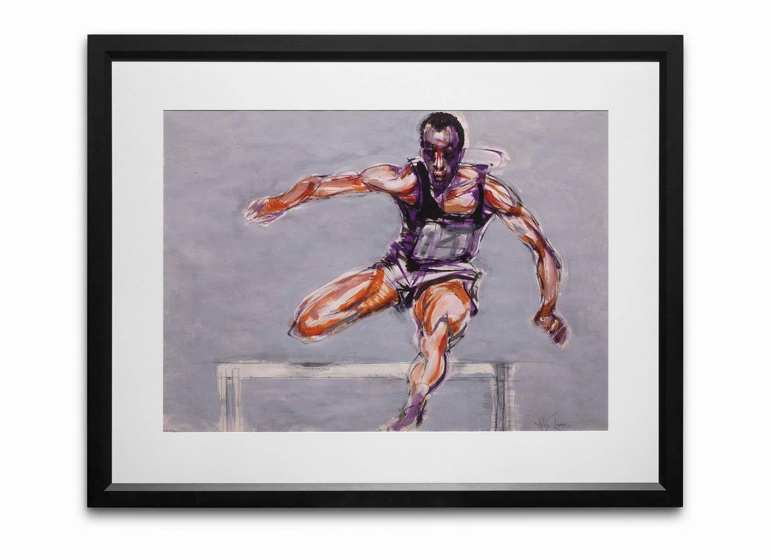 "Jesse Owens - Long Jump Medalist", Mixed Media on Paper