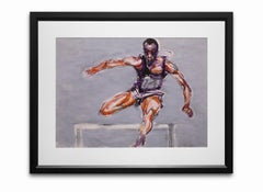 « Jesse Owens - Long Jump Medalist », technique mixte sur papier