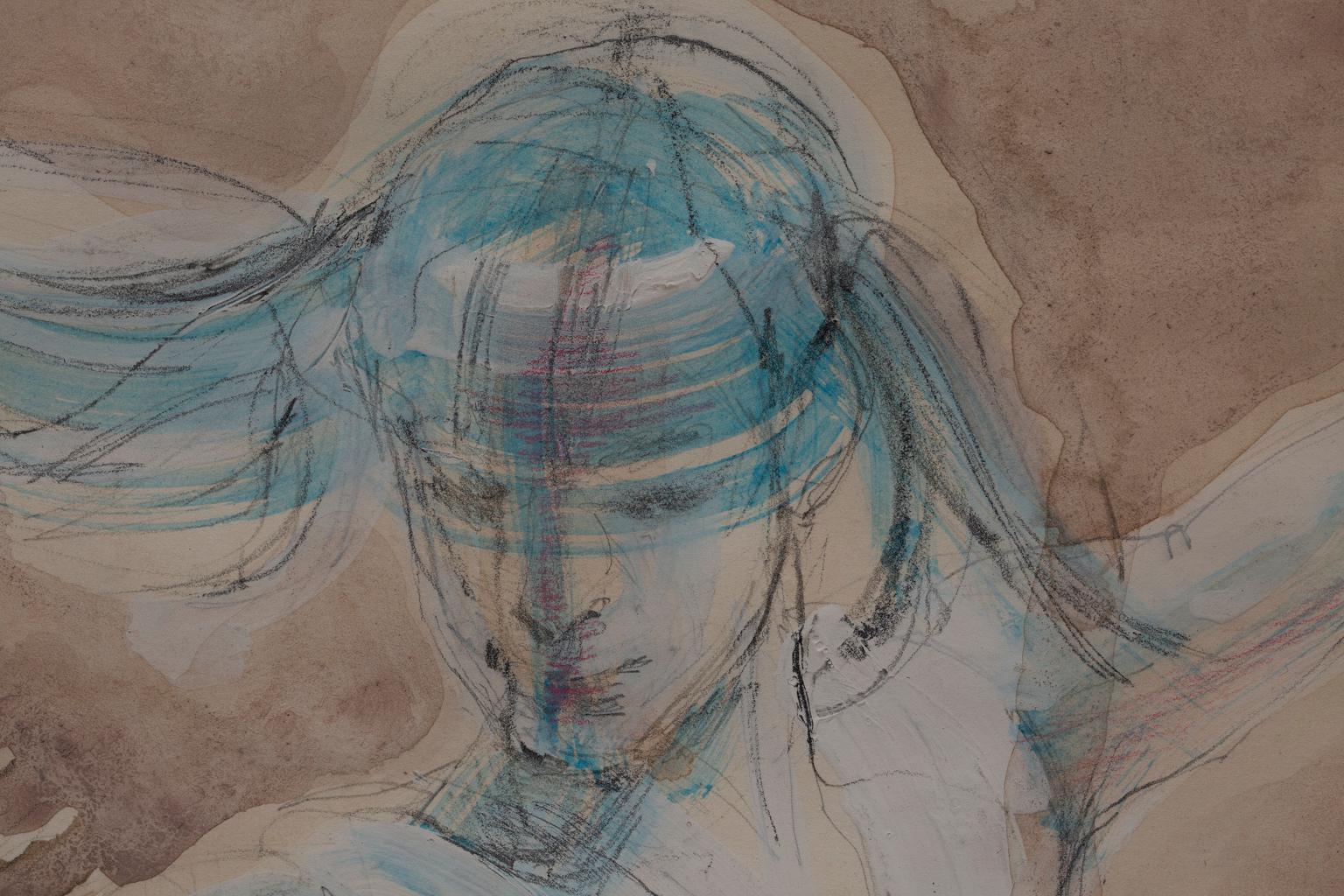 „ „Dance““, Acryl und Graphit auf Papier (Grau), Nude Painting, von Artis Lane