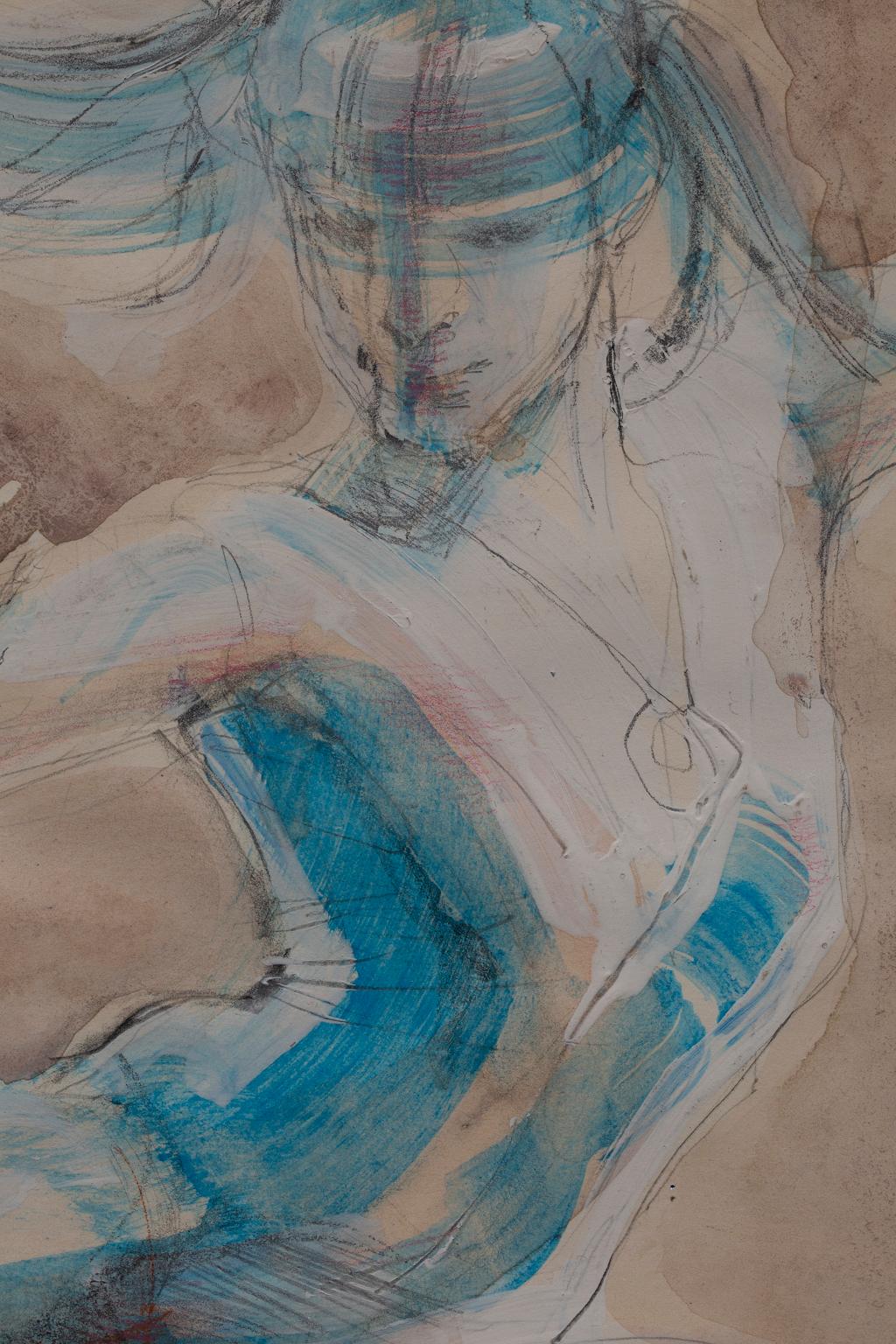 This acrylic and graphite on paper from the seminal artist Artis Lane is one of the many model paintings from her long and illustrious career. The subject is a female nude in dance pose. Artis Lane, in her many nudes, chose to depict a diversity of