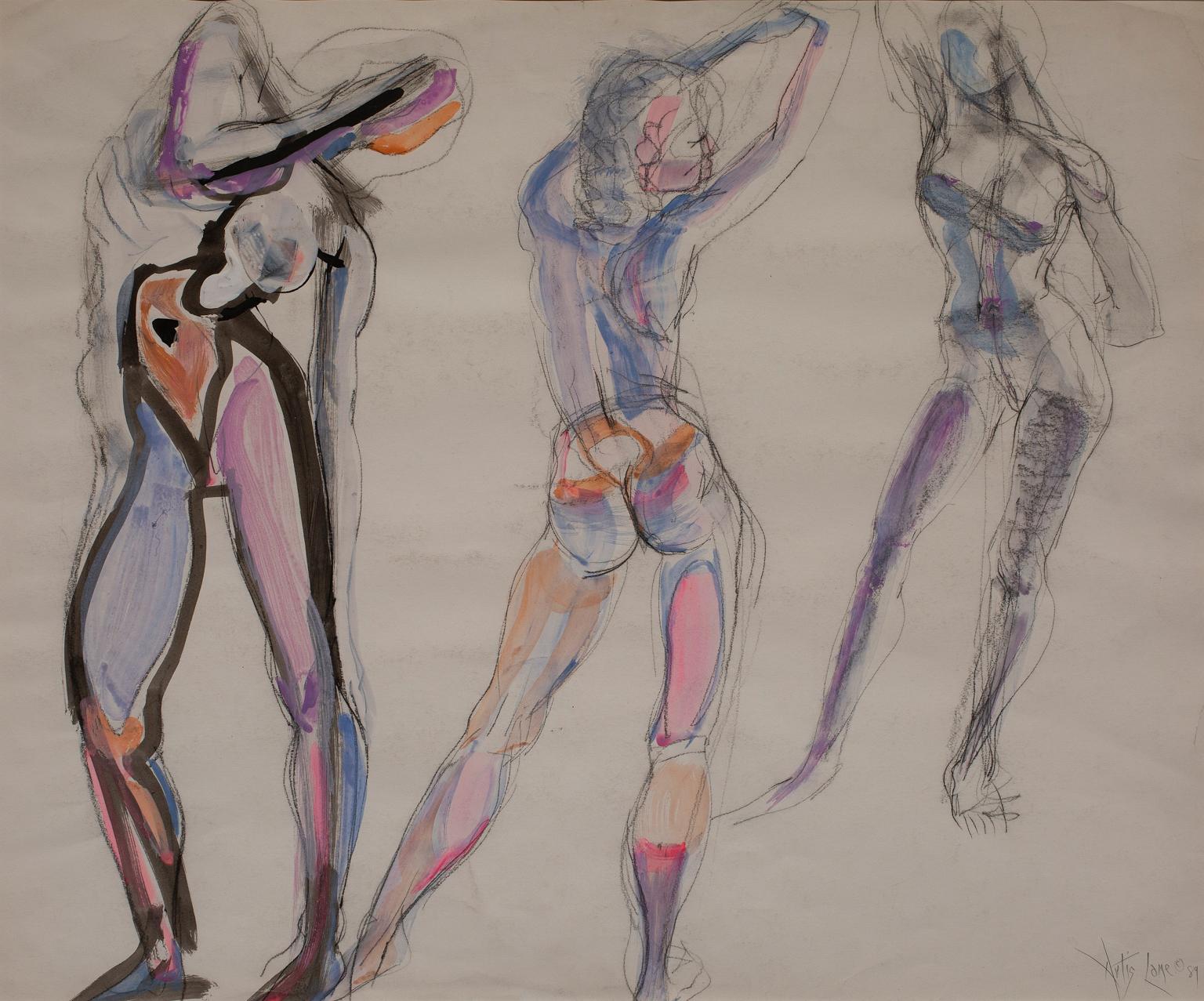 „ „Dancers““, Mixed Media auf Papier – Painting von Artis Lane