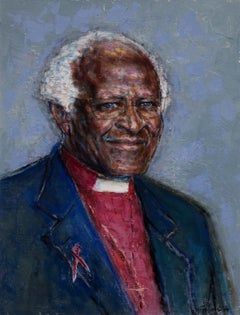 "Desmond Tutu", Acrylic on Canvas, Historical Portrait