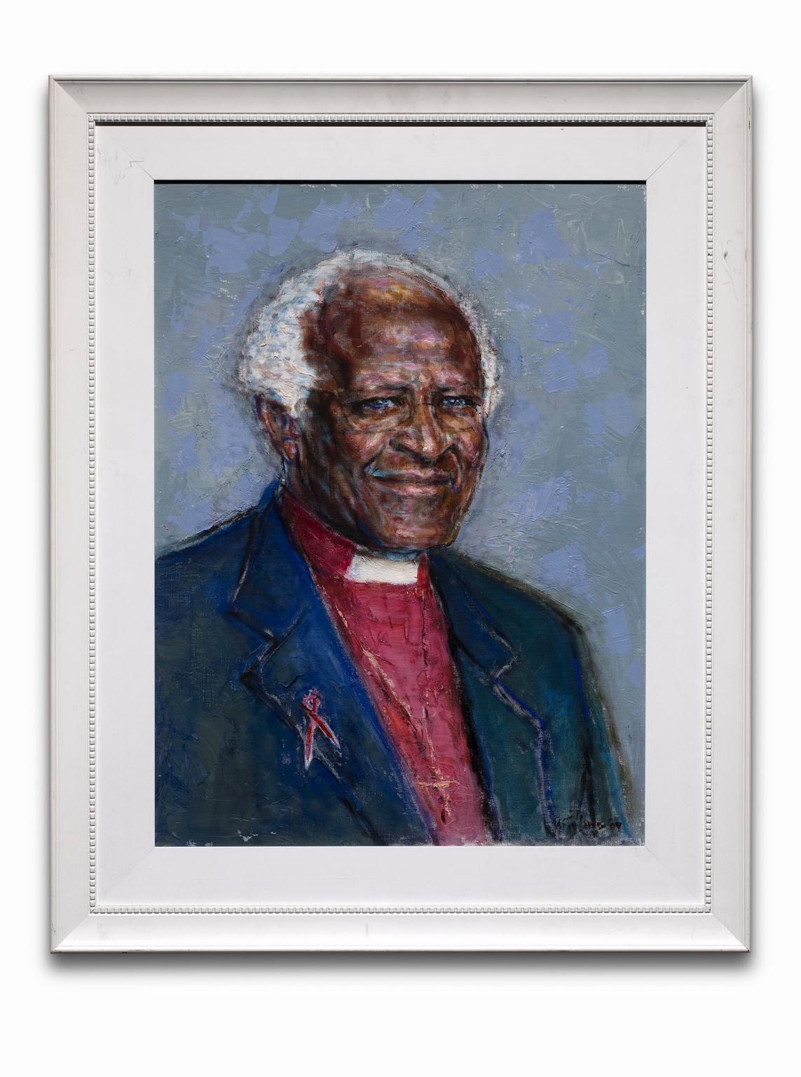 Artis Lane Portrait Painting - "Desmond Tutu", Acrylic on Canvas, Historical Portrait