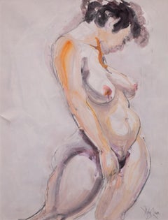 "Female Nude", Mixed Media on Paper