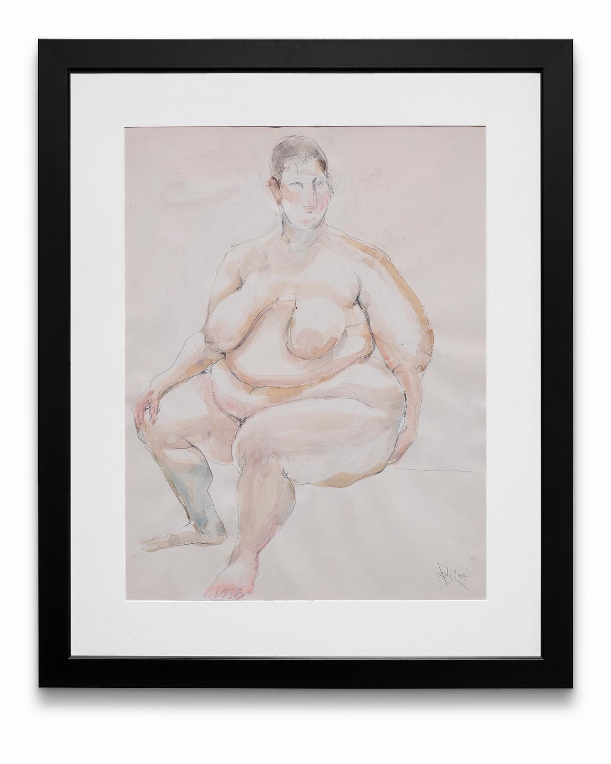 Artis Lane Nude Painting – „“Göttin I“, Acryl und Graphit auf Papier