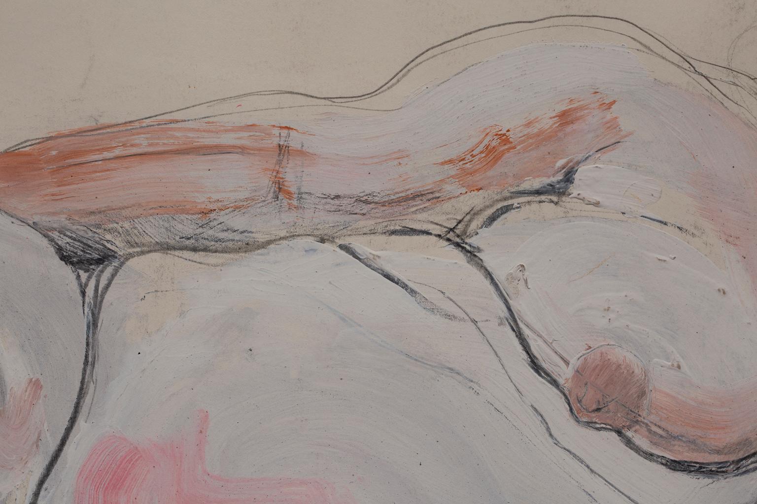 This acrylic and graphite on paper from the seminal artist Artis Lane is one of the many model paintings from her long and illustrious career. The subject is a large woman, similar to the Venus in Willendorf, lying in repose. Artis Lane, in her many