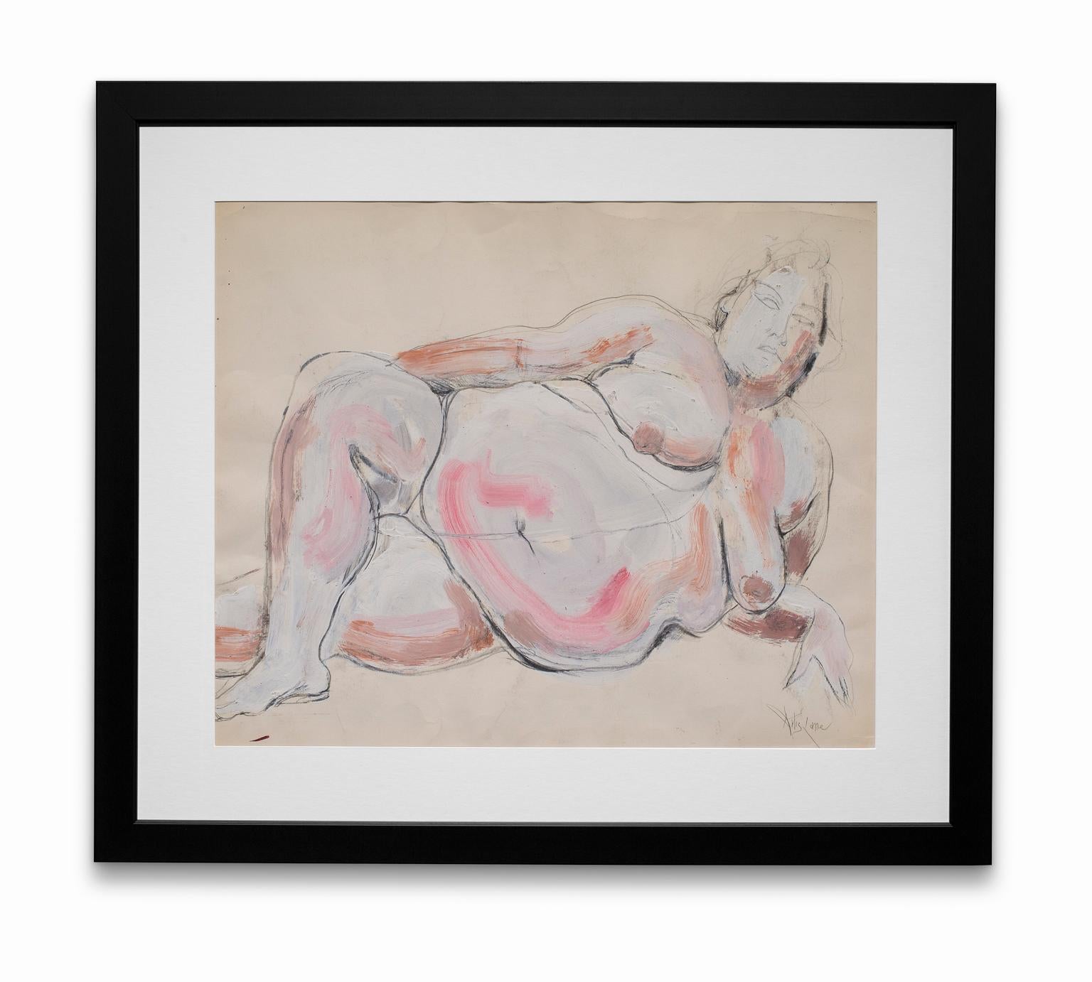 Nude Painting de Artis Lane - "Diosa II", acrílico y grafito sobre papel