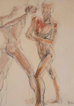 "Male Nudes", Watercolor and Graphite on Paper