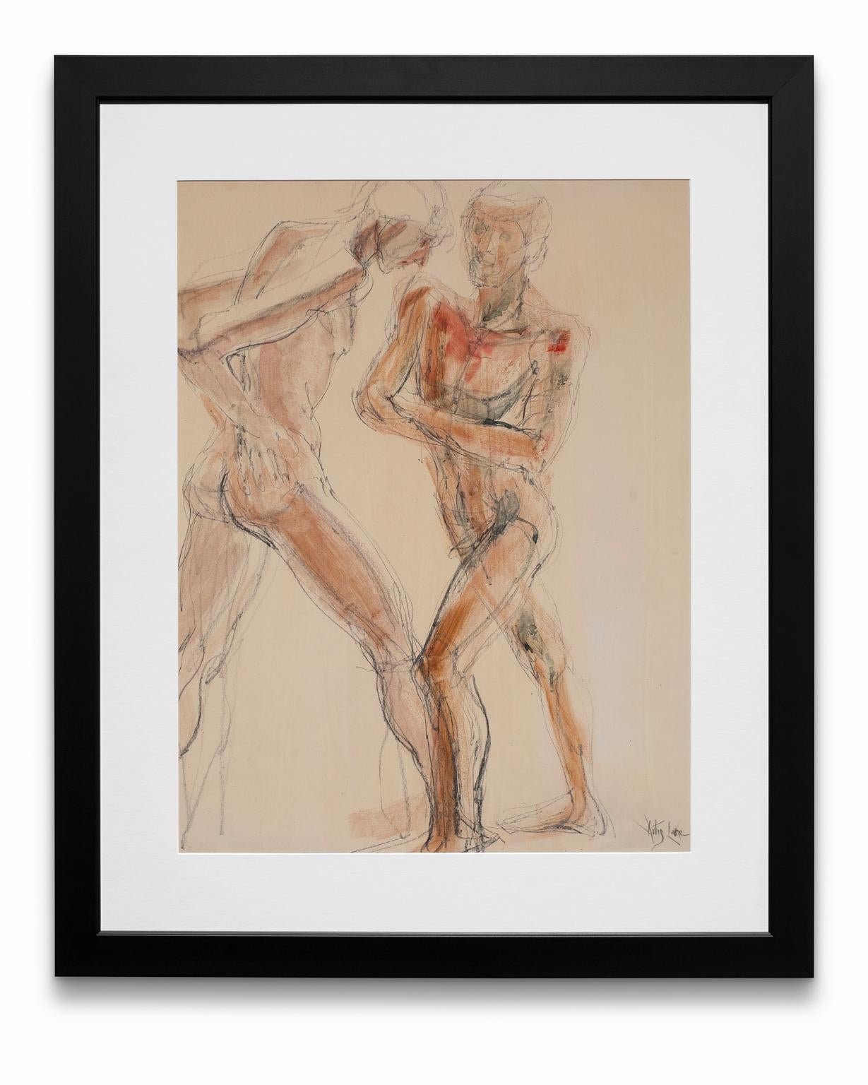 Artis Lane Nude Painting – „Male Akte“, Aquarell und Graphit auf Papier