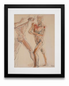 Vintage "Male Nudes", Watercolor and Graphite on Paper