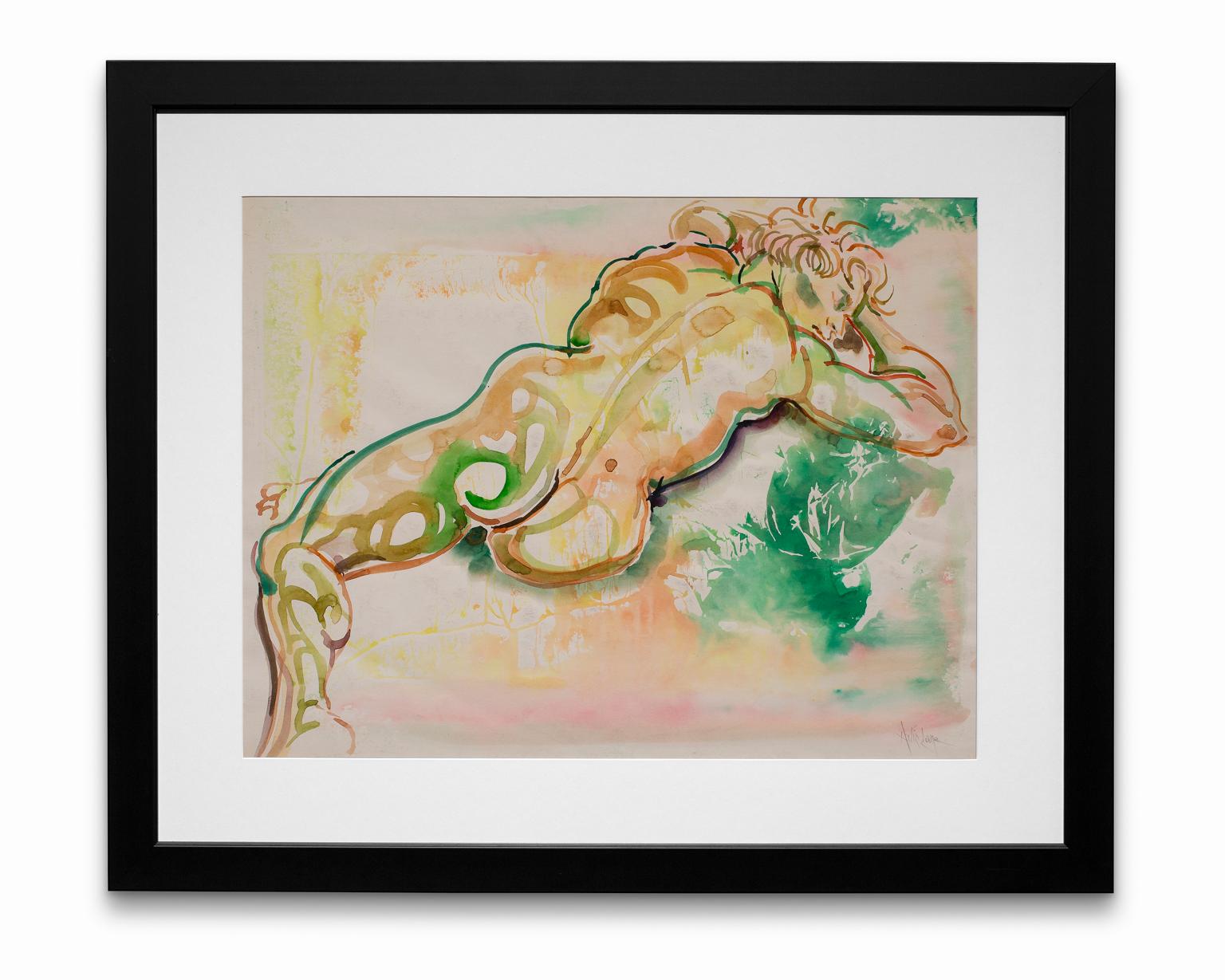 Artis Lane Nude Painting - "Nude in Repose #1", Watercolor on Paper