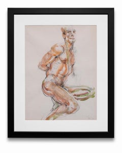 "Nude Seated #1", Mixed Media on Paper