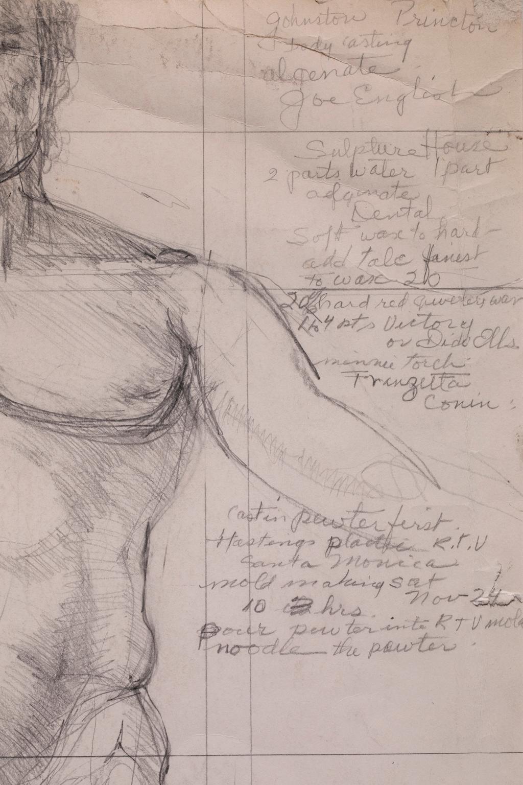 „“Nacktstudie #1“, Graphit auf Papier (Grau), Nude Painting, von Artis Lane